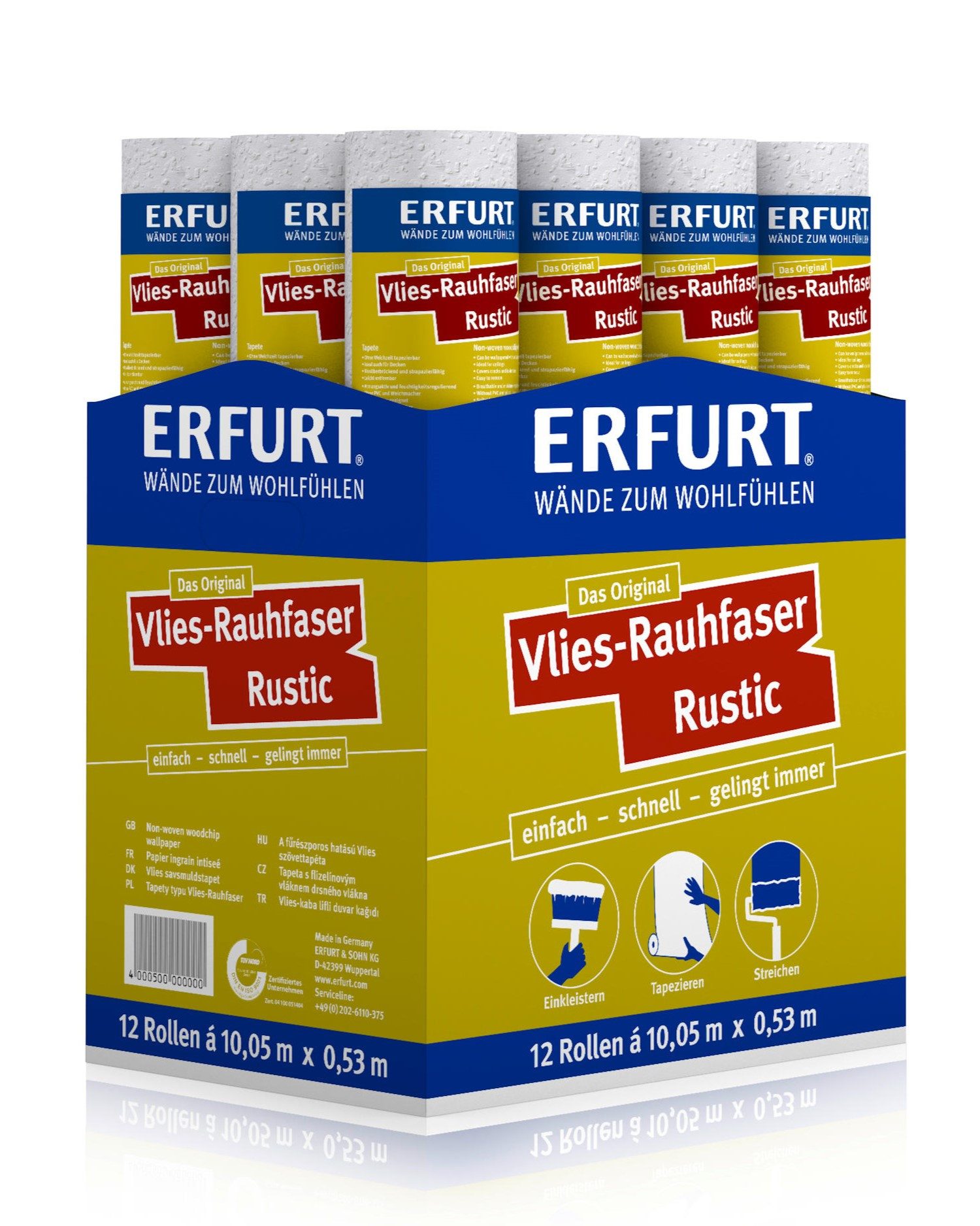 ERFURT Vliestapete Rauhfaser RUSTIC, 10,05 m x 0,53 m - 12 Rollen günstig online kaufen