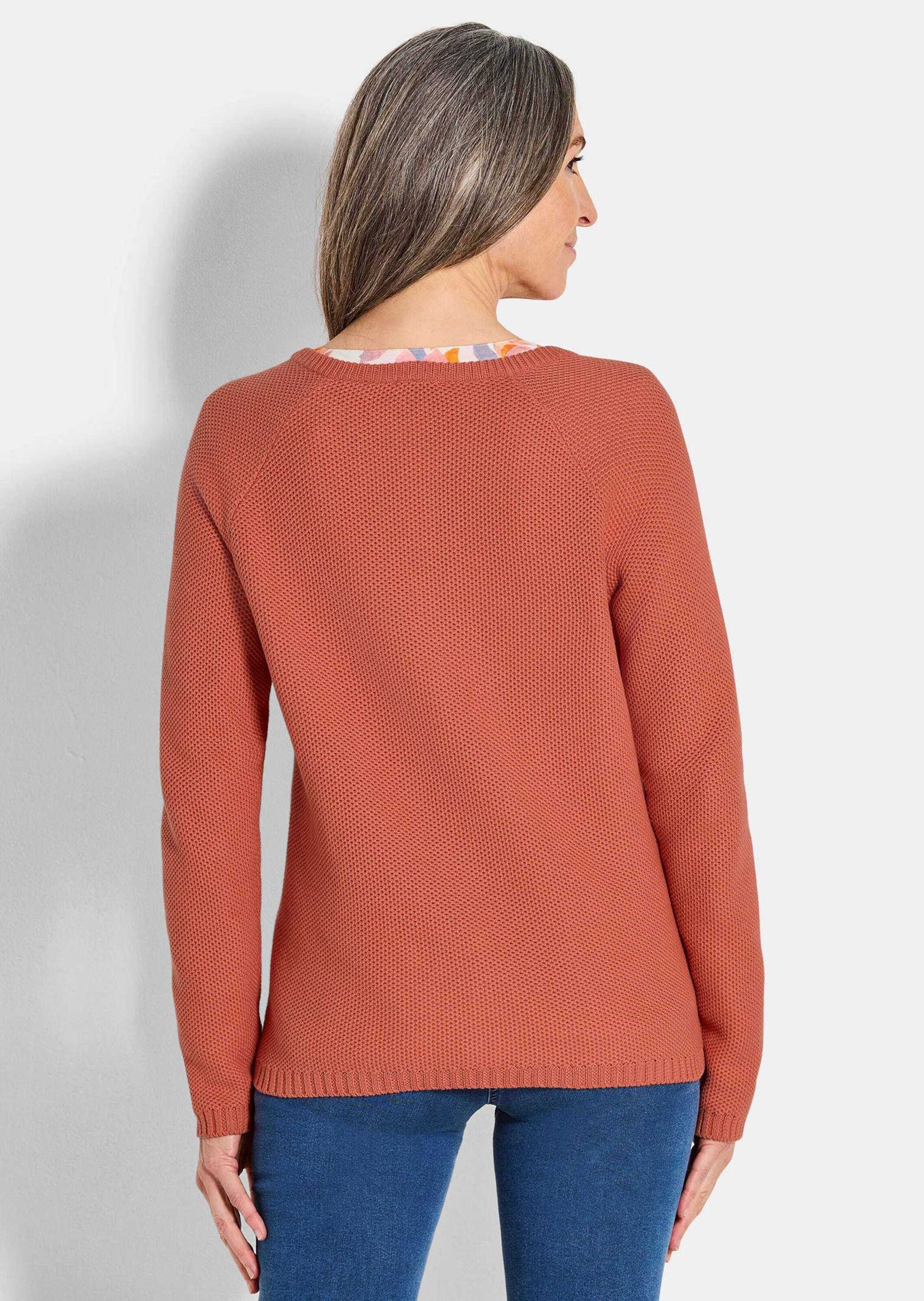 GOLDNER Strickjacke Cardigan aus Baumwolle, Rundhals Feinstrickjacke in raffinierter Piqué-Optik mit Rundhals, Knopfleiste