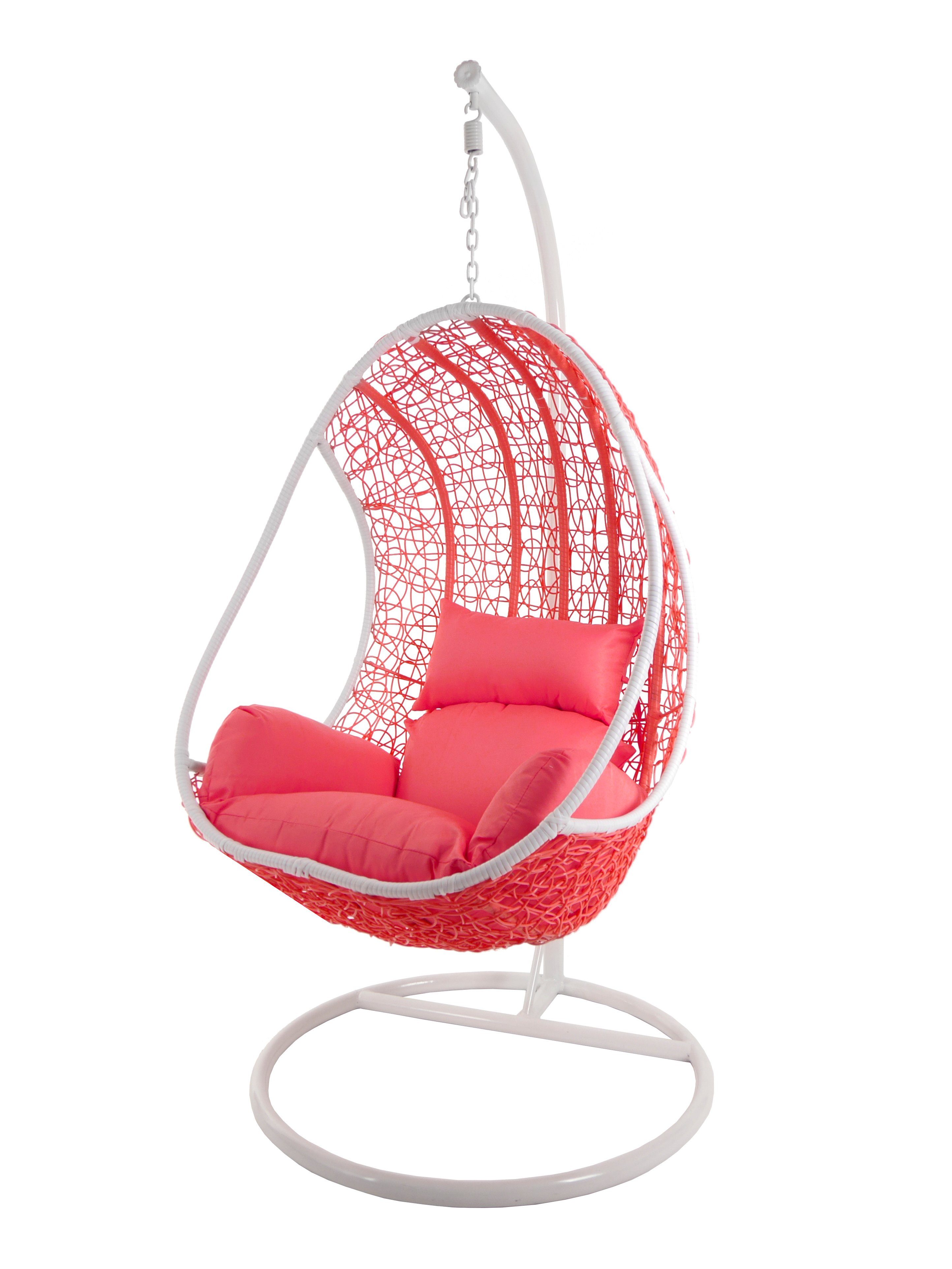 KIDEO Hängesessel Candy, Hängesessel coral & Rattanmöbel, Gestell Loungemöbel, mit Chair Kissen, Swing