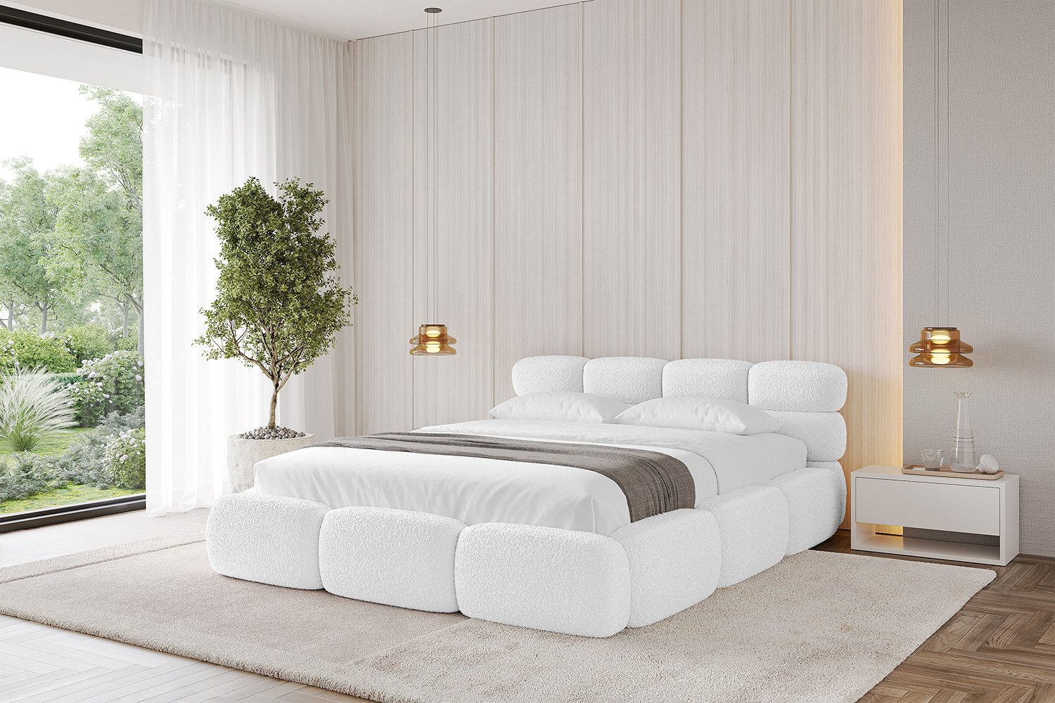 ALTDECOR Polsterbett NOMA-v1 (Polsterbett mit Bettkasten und Lattenrost, Boxbett ohne Matratze), Doppelbett mit Stauraum, Bett mit Kopfteil