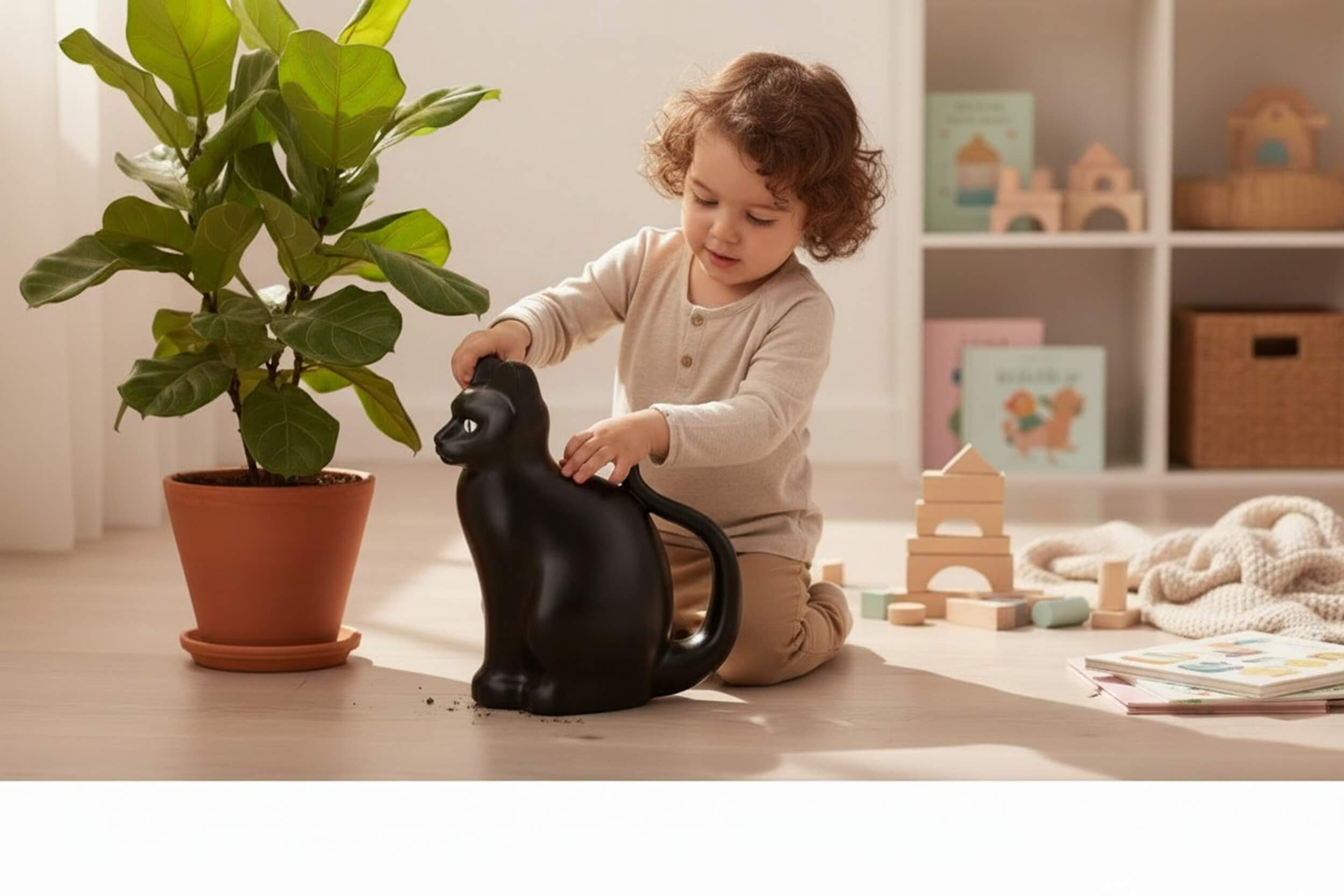 esschert design Gießkanne Gießkanne Katze Schwarz für Kinder Garten Balkon aus HDPE Design