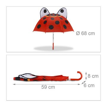 relaxdays Stockregenschirm Kinderregenschirm mit 3D Motiv, Marienkäfer