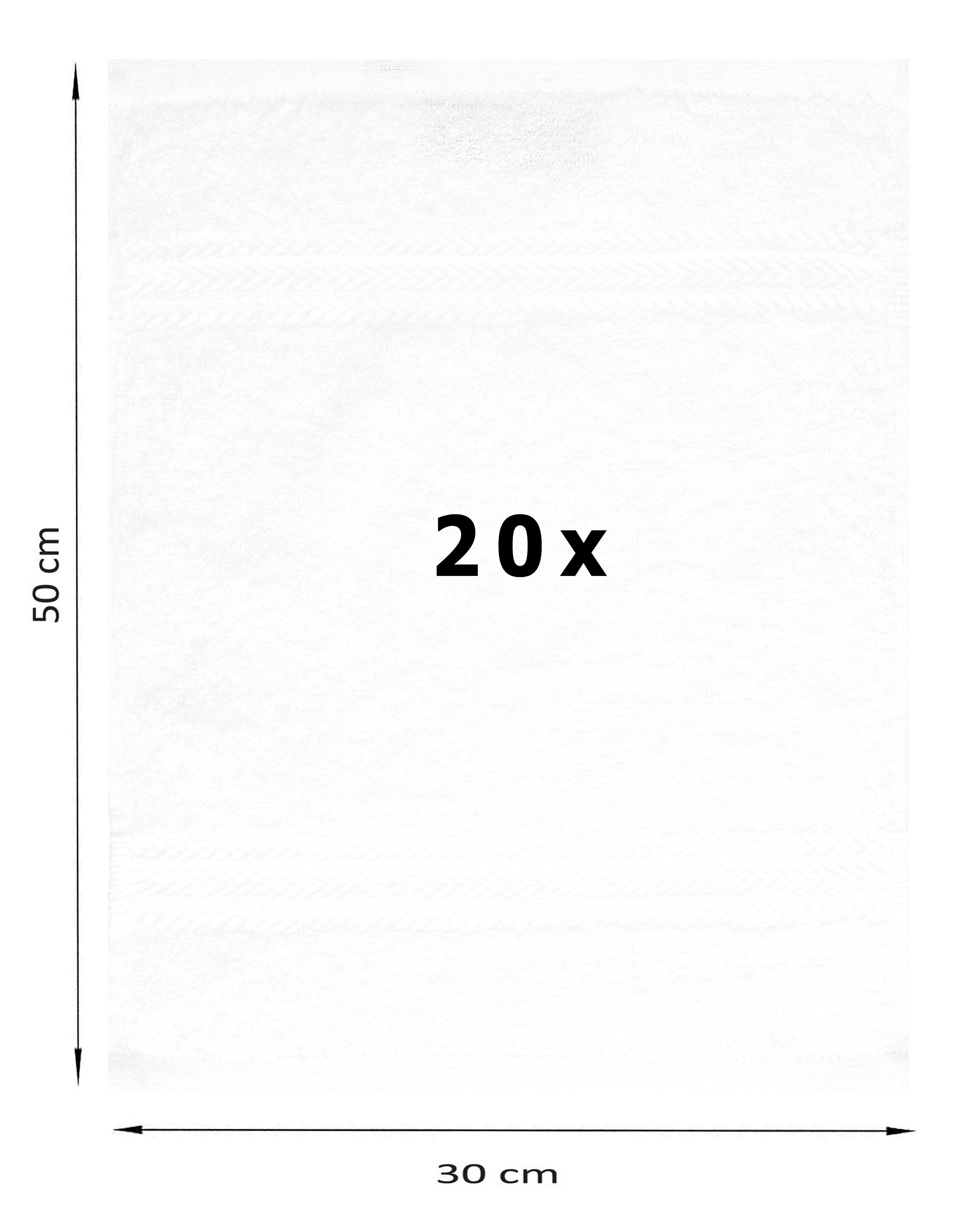 Betz Gästehandtücher 20 Stück Gästetuch-Set Premium 30x50 cm Farbe weiß, 100% Baumwolle