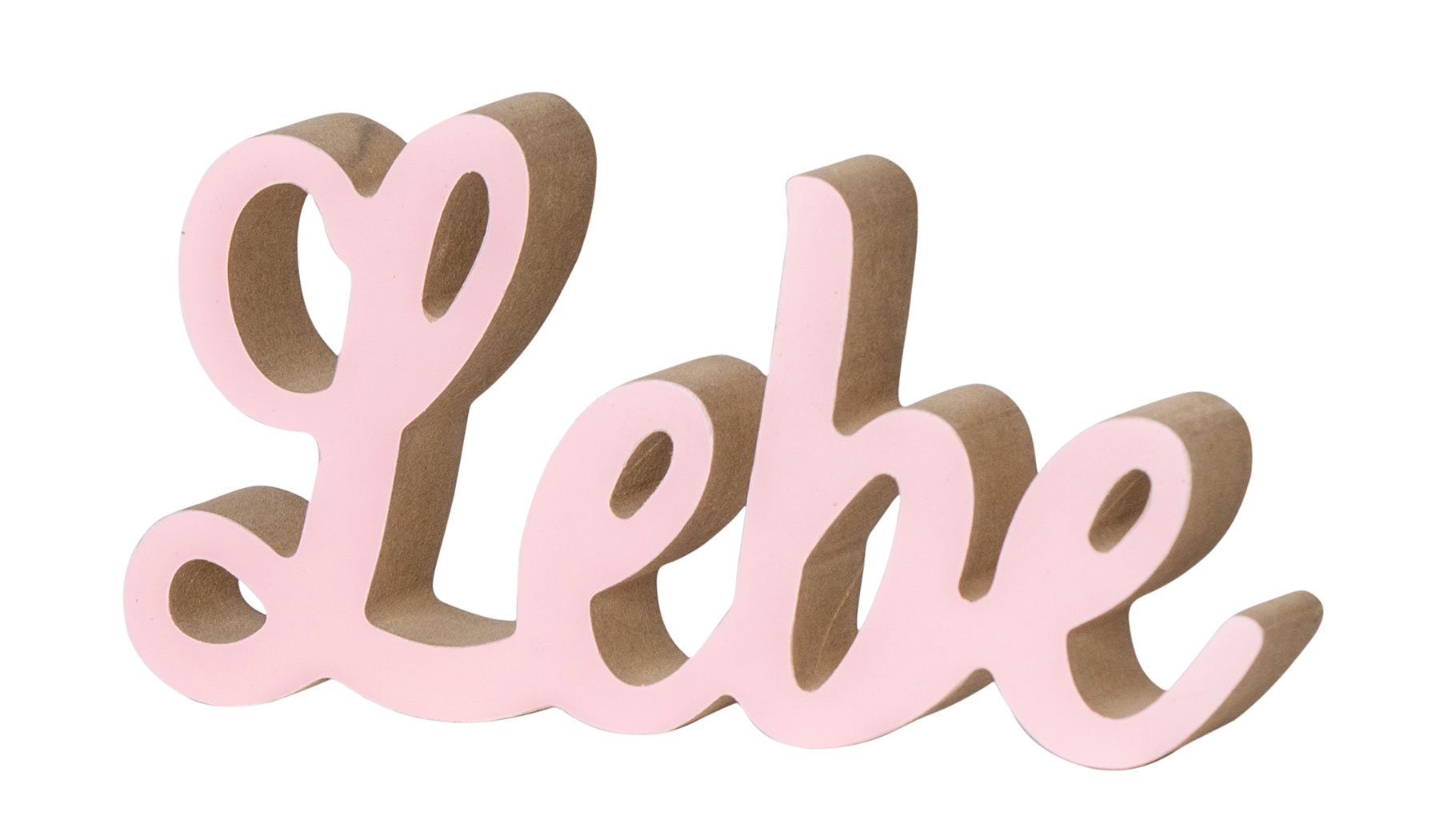 Levandeo® Deko-Schriftzug, Schriftzug Lebe L20cm Pastell Rosa Holz Tischdeko Deko Aufsteller
