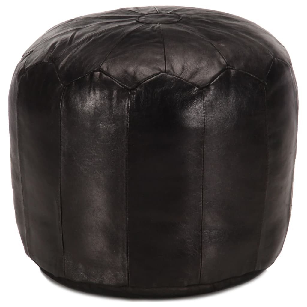 vidaXL Polsterhocker Pouf Schwarz 40 x 35 cm Echtes Ziegenleder (1 St)