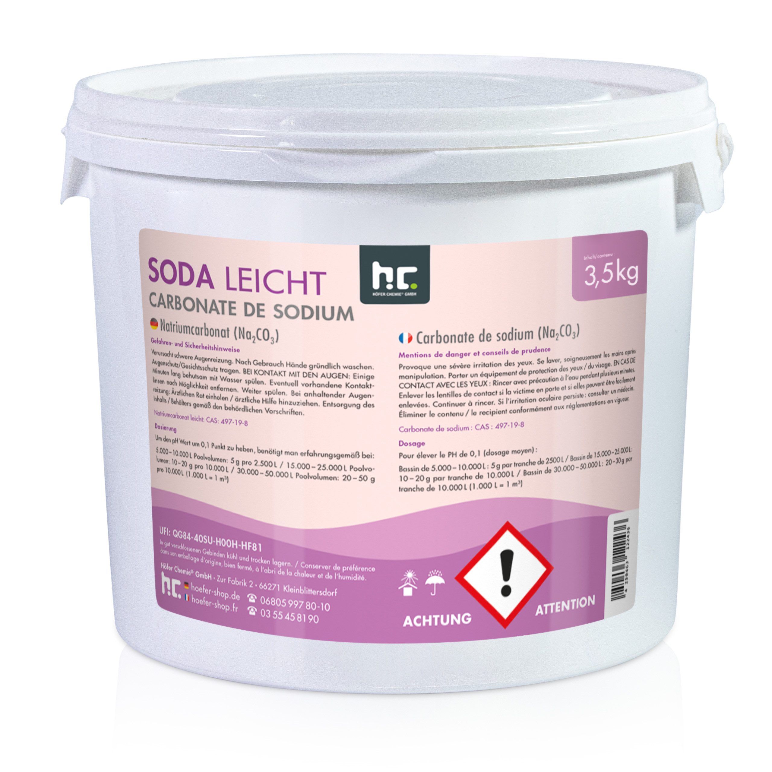 Höfer Chemie GmbH Poolpflege 3,5 kg Natriumcarbonat (Soda) leicht technische Qualität