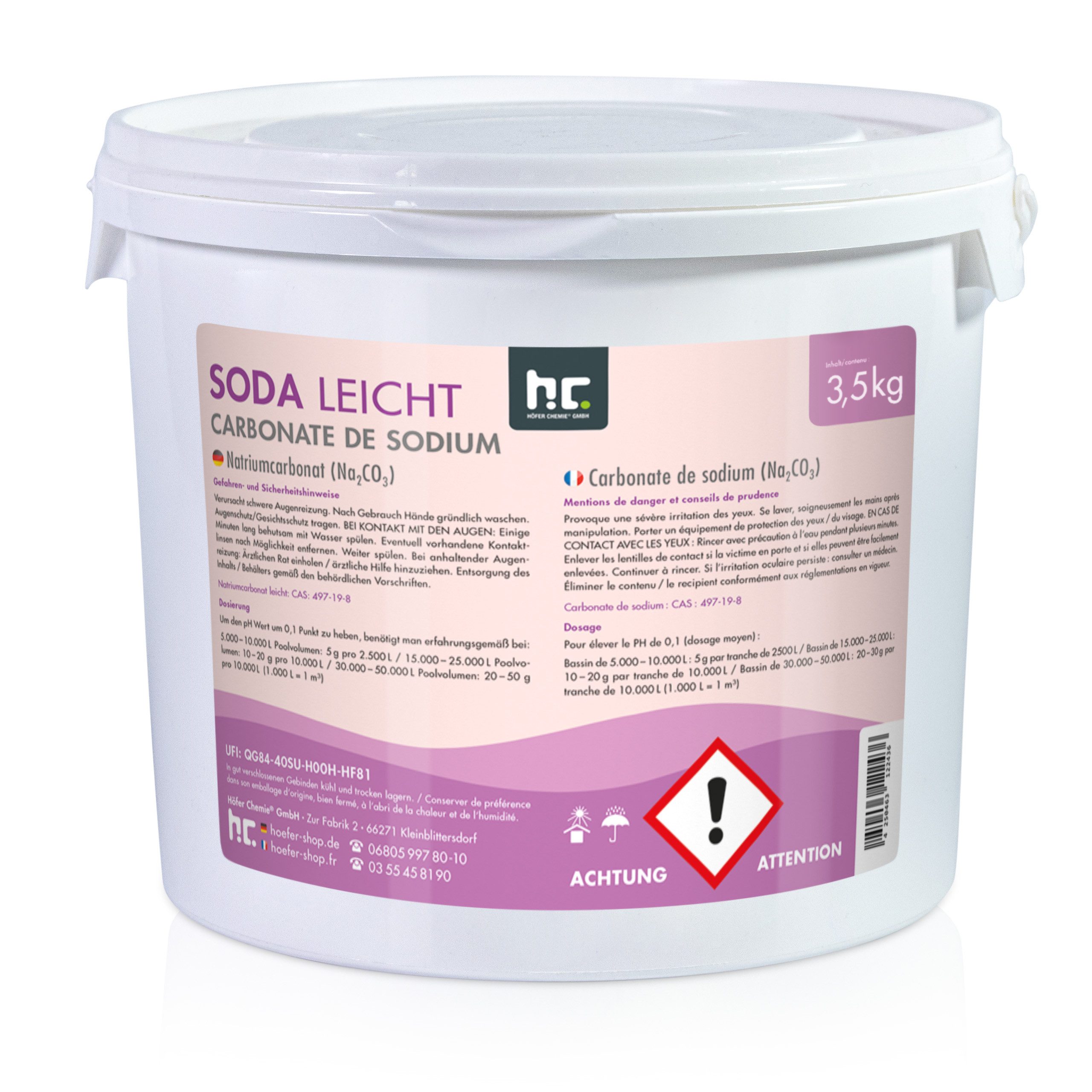 Höfer Chemie GmbH Обслуживание бассейна 2 x 3,5 kg Natriumcarbonat (Soda)