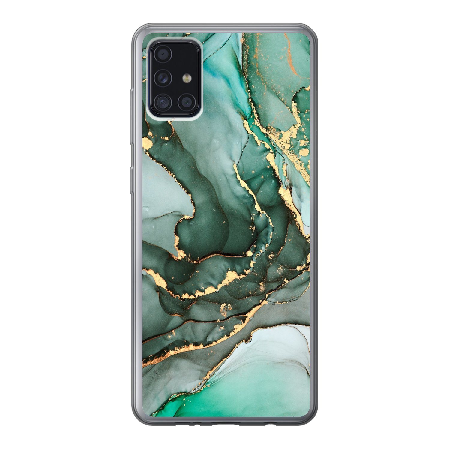 MuchoWow Handyhülle für Samsung Galaxy A52 5G Gold - Marmor - Grün - Luxus - Marmoroptik -, Smartphone-Bumper, Print, Handy Schutzhülle Dünn