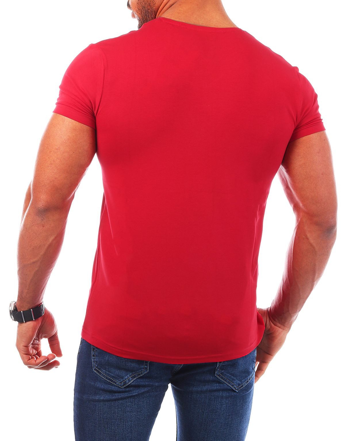 Young & Rich T-Shirt Herren Uni Basic V-neck V-Ausschnitt Unterziehshirt 1700 V-Ausschnitt unifarben kurzarm slim fit