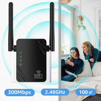 VSIUO WLAN Verstärker 300Mbit/s 2,4GHz Wi-Fi Range Extender WLAN-Repeater WLAN-Repeater, 300Mbit/s, 2.4G, Kann 24 Geräte gleichzeitig verbinden
