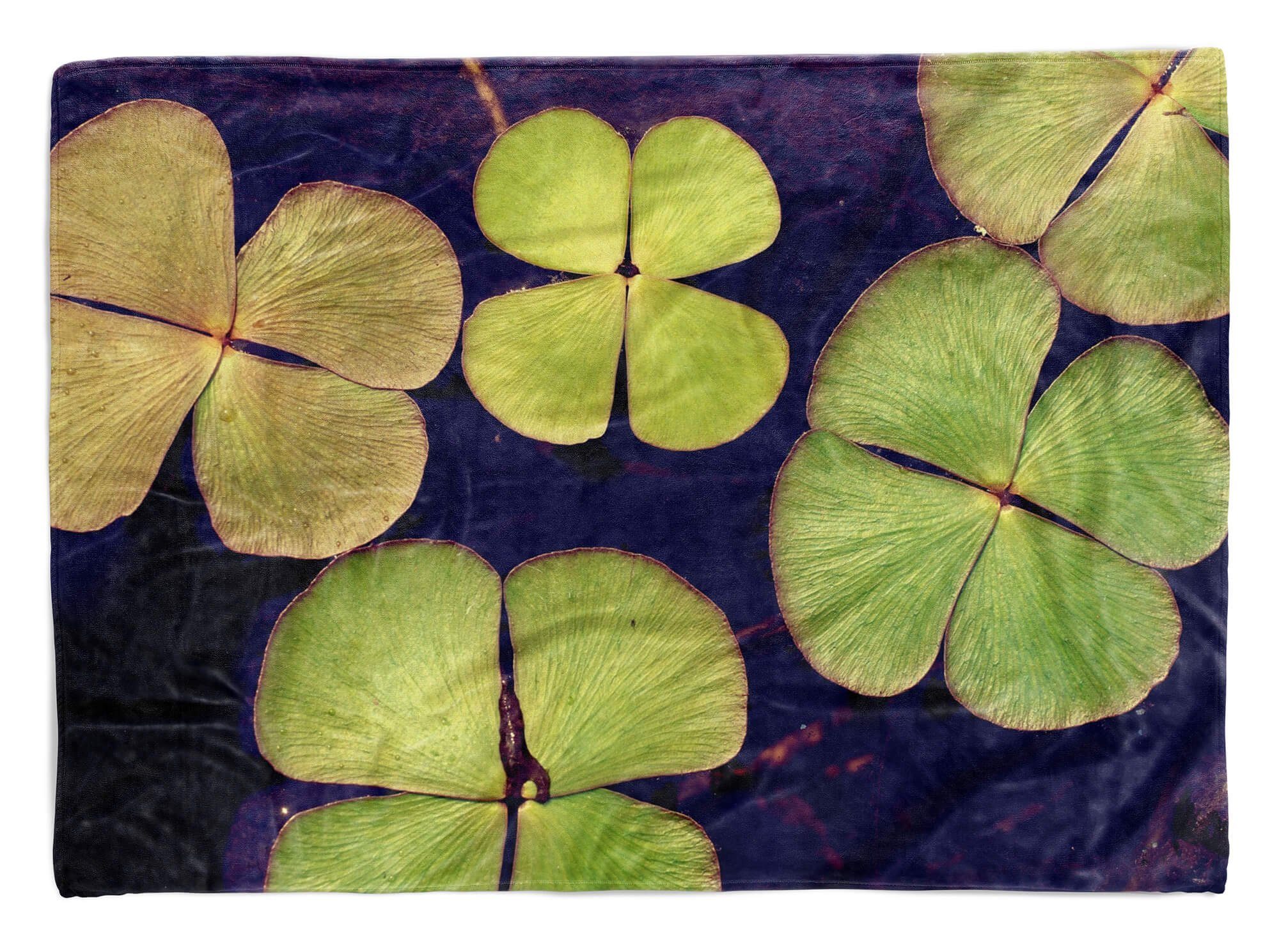 Sinus Art Handtücher Handtuch Strandhandtuch Saunatuch Kuscheldecke mit Fotomotiv Blätter im Wasser, Baumwolle-Polyester-Mix (1-St), Handtuch