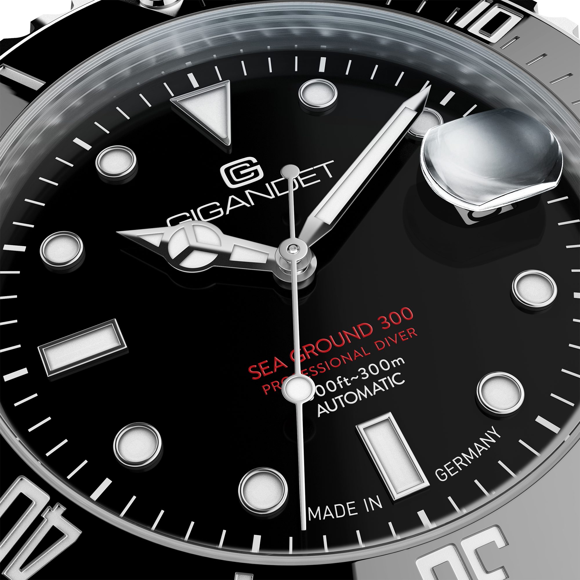 Gigandet Automatikuhr Made in Germany, Herrenuhr, Saphirglas, SEA GROUND 300 CERAMIC DATE G300-013M-C, Taucheruhr, Keramiklünette, Swiss SuperLuminova, Armbandu – Bild 5 von 5