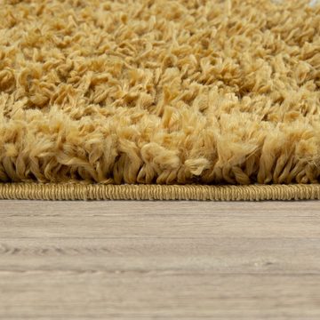 Hochflor-Teppich Shaggy Teppich Gelb Wohnzimmer Hochflor Rauten, TT Home, Läufer, Höhe: 44 mm