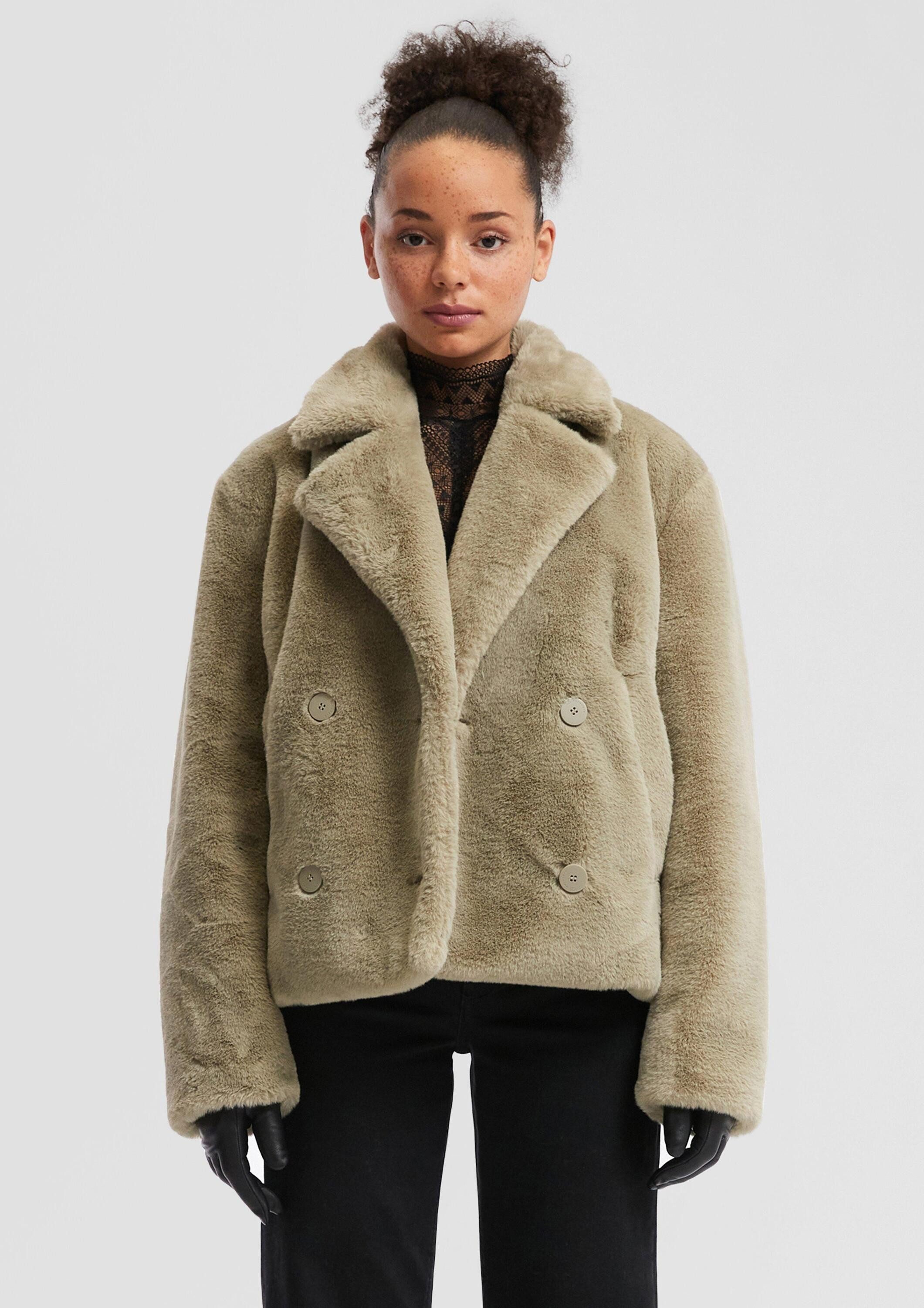 QS Funktionsjacke Outdoor-Jacke Jacke in Felloptik günstig online kaufen