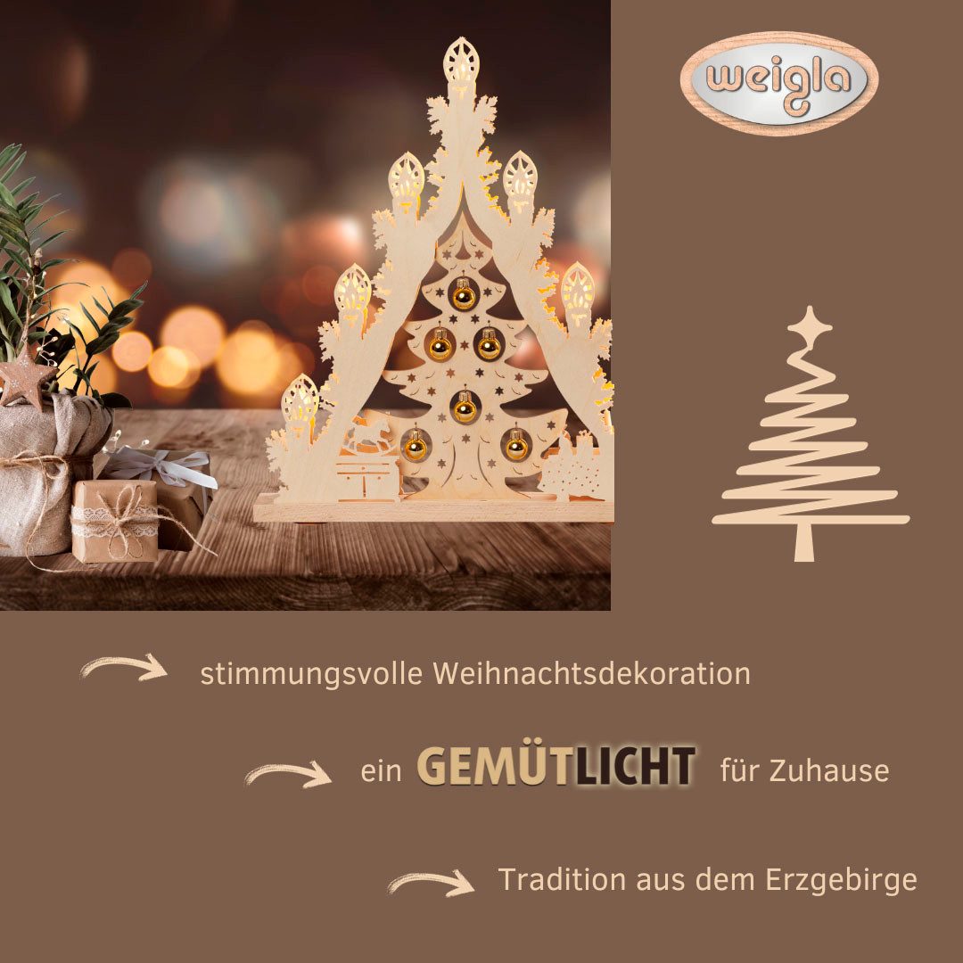 Weigla LED Lichterbogen Weihnachtsbaum mit Kugeln, Made in Germany (1-tlg), Lichterspitze, 7-flammig