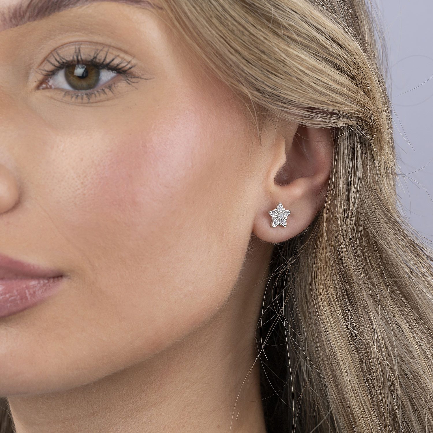 Materia Paar Ohrstecker Blüte mit weißen Zirkonia SO-311, 925 Sterling Silb günstig online kaufen