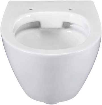 welltime Tiefspül-WC »Spring«, wandhängend, Abgang waagerecht, spülrandlose Toilette aus Sanitärkeramik, inkl. WC-Sitz mit Softclose