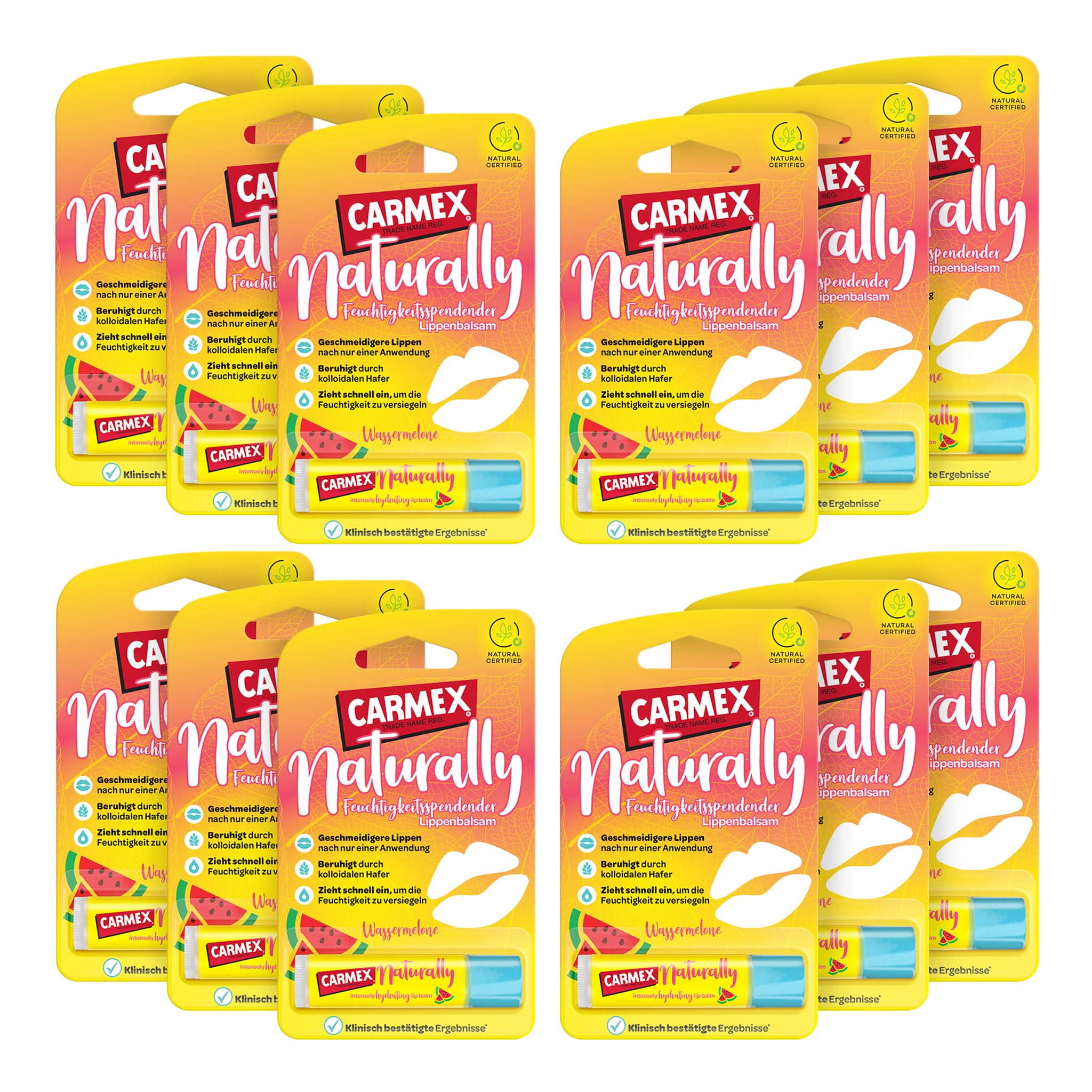 Carmex Lippenpflegestift Carmex Naturally Lippenpflegestift Wassermelone 12x4,25 g