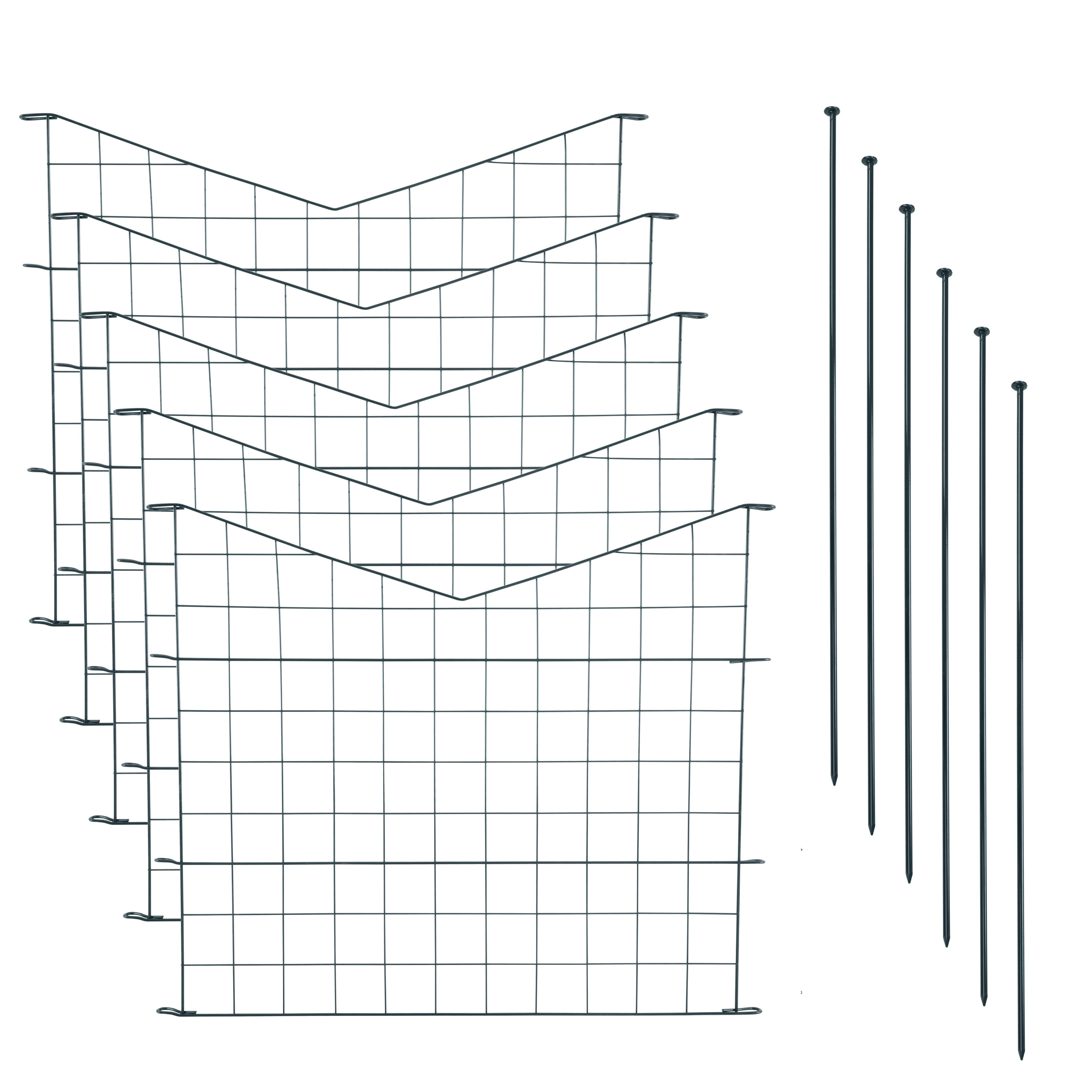 ESTEXO Gartenzaun Teichzaun Unterbogen spitz 11tlg Set Teich Zaun 5 Elemente Anthrazit
