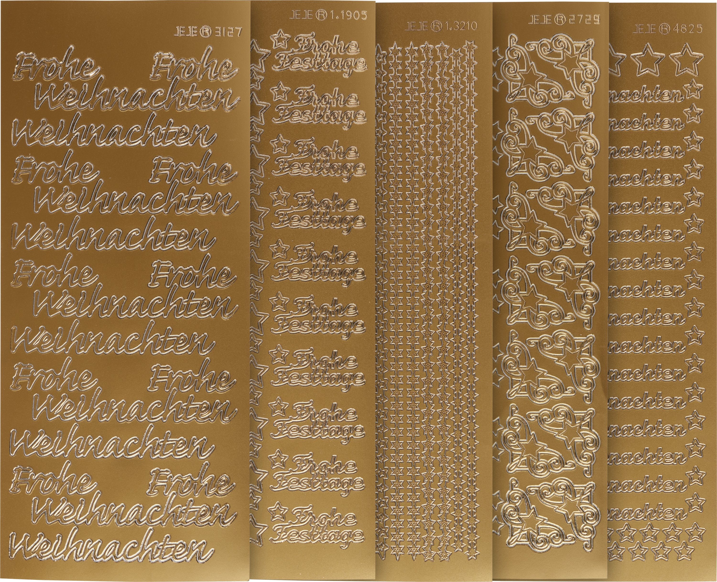 VBS Sticker Reliefsticker-Set Frohe Weihnachten, 5 Bogen