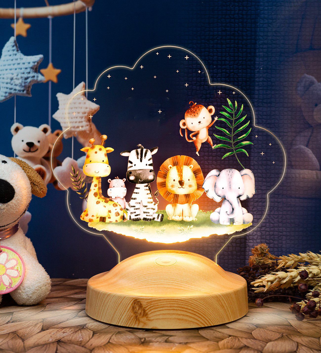 Geschenkelampe LED Nachttischlampe Safari Nachtlicht 3D Nachttischlampe für günstig online kaufen