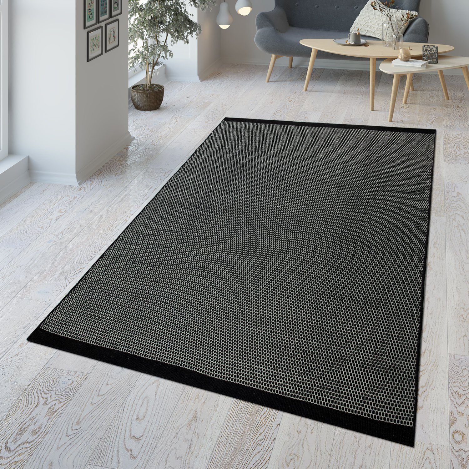 Teppich Handgewebter Teppich Aus Woll-Baumwoll-Mischung Wabenmuster, TT Home, rechteckig, Höhe: 12 mm