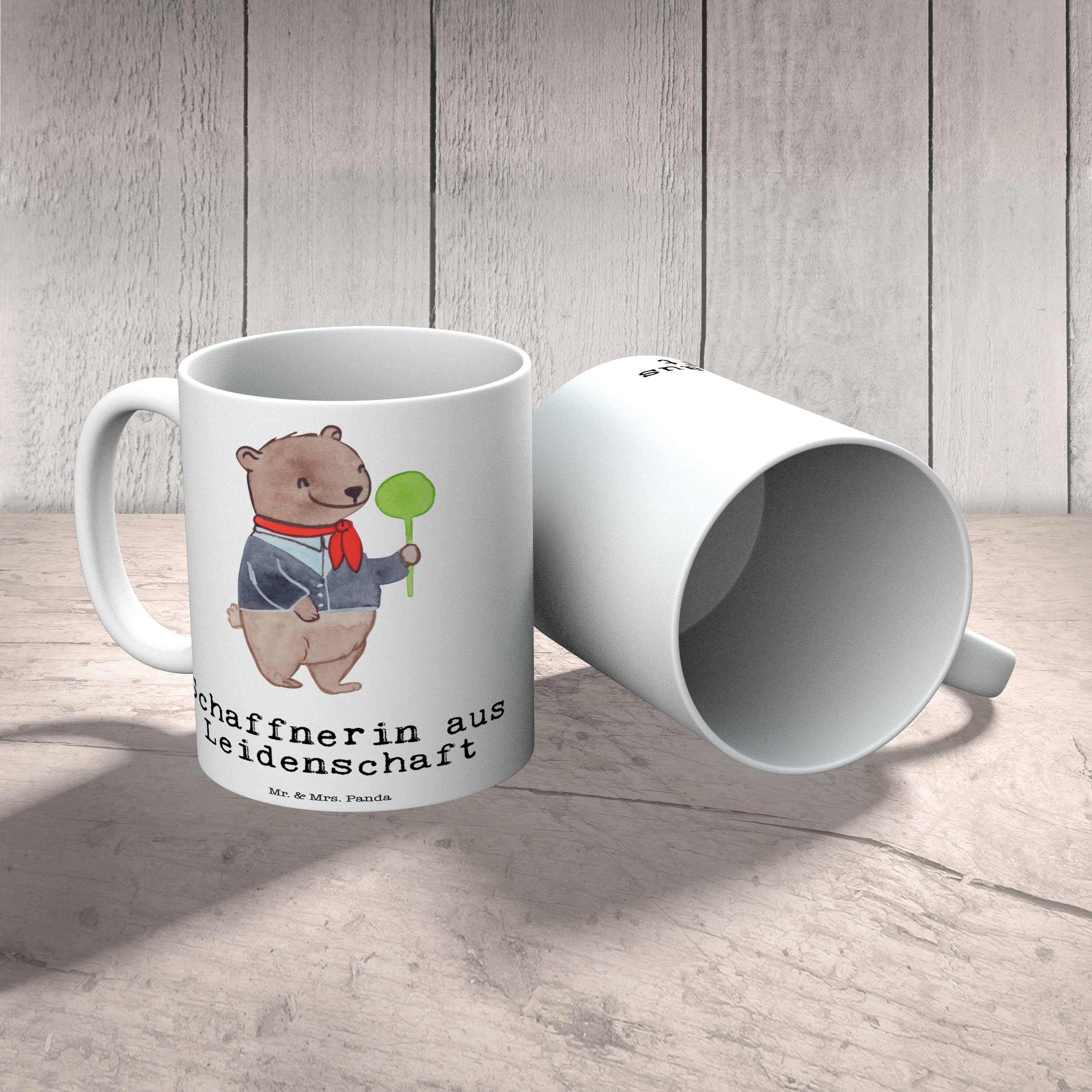 - Geschenk, Tasse, aus & Tasse - Mrs. Keramik Te, Leidenschaft Schaffnerin Tasse, Weiß Büro Mr. Panda