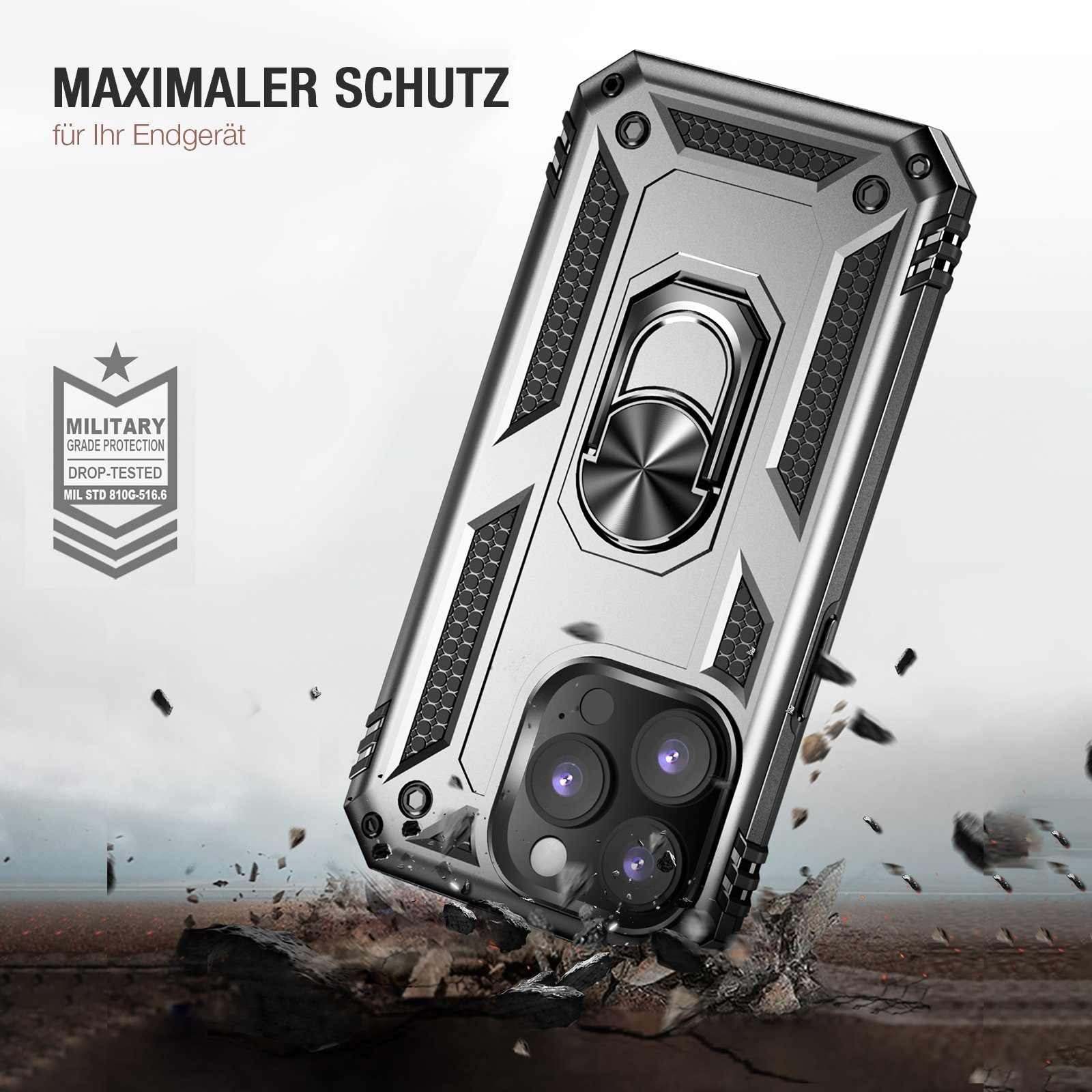 Tec-Expert Handyhülle Outdoor Cover Hülle für Apple iPhone 14 Pro Max 6.7 Zoll, 6.7, Premium Hülle aus verstärktem Polycarbonat