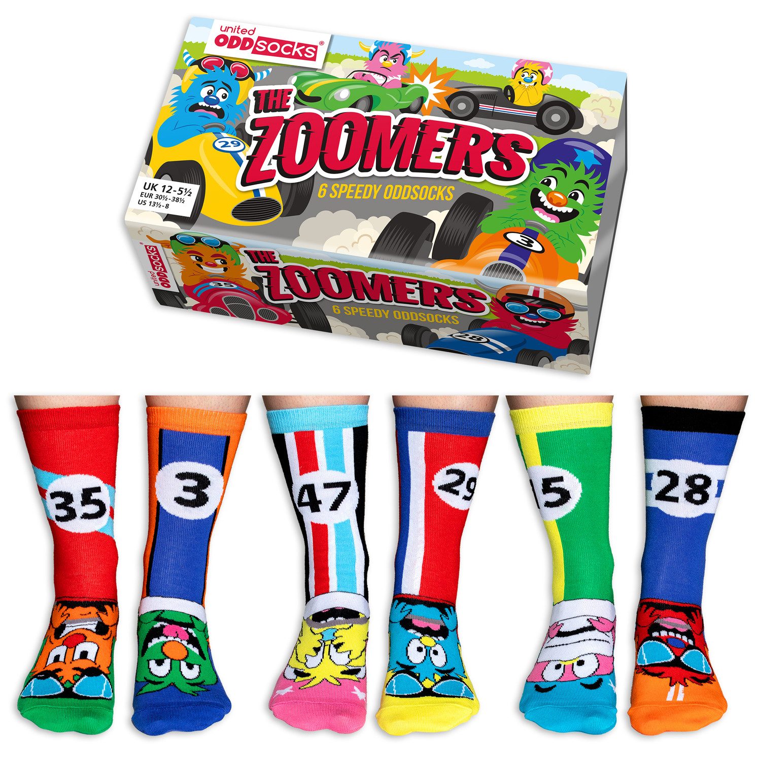 United Oddsocks Freizeitsocken The Zoomers Rennwagen Oddsocks Socken in 30,5-38,5 im 6er Set