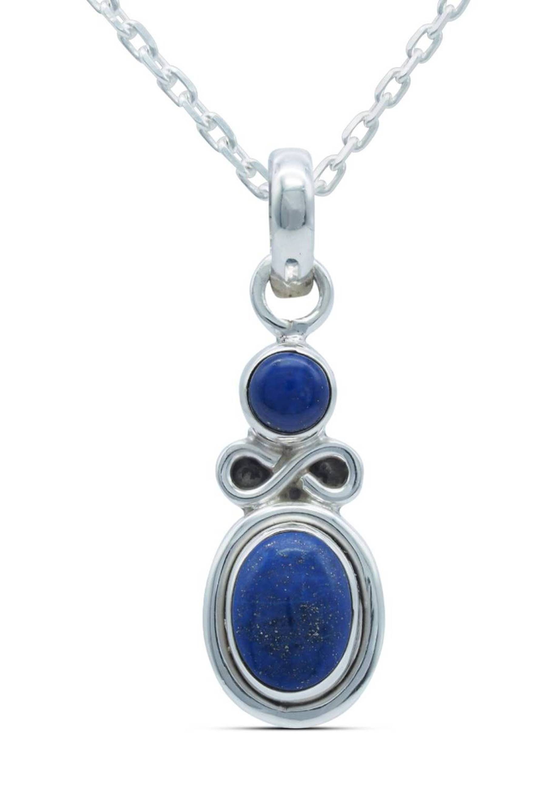 mantraroma Kette mit Anhänger 925er SilbermitLapis Lazuli