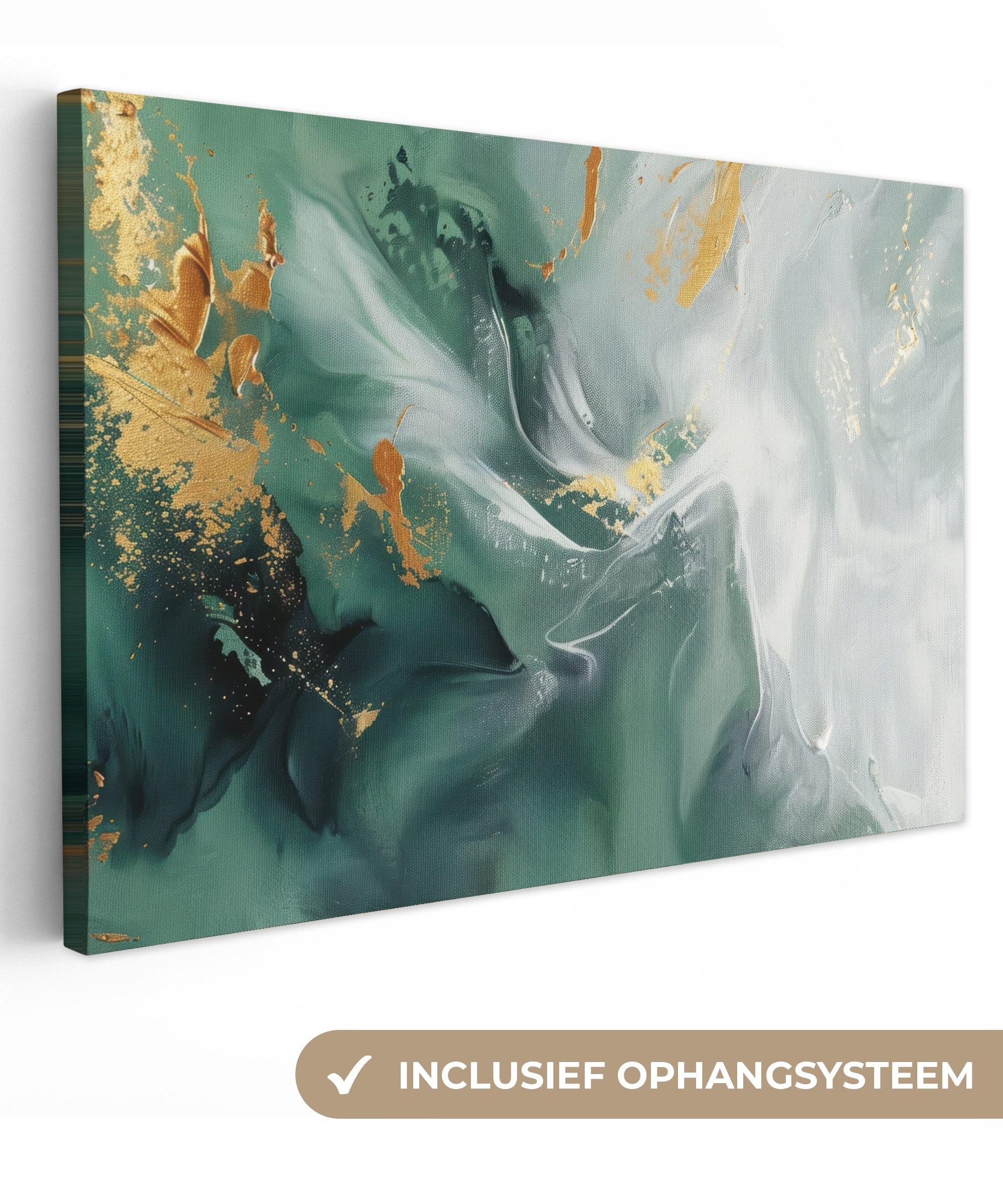 OneMillionCanvasses® Leinwandbild Grün - Modern - Marmor - Abstrakt, Fotodruck (1 St), Leinwand Bilder Klein, Wand Dekoration Aesthetic 30x20 cm