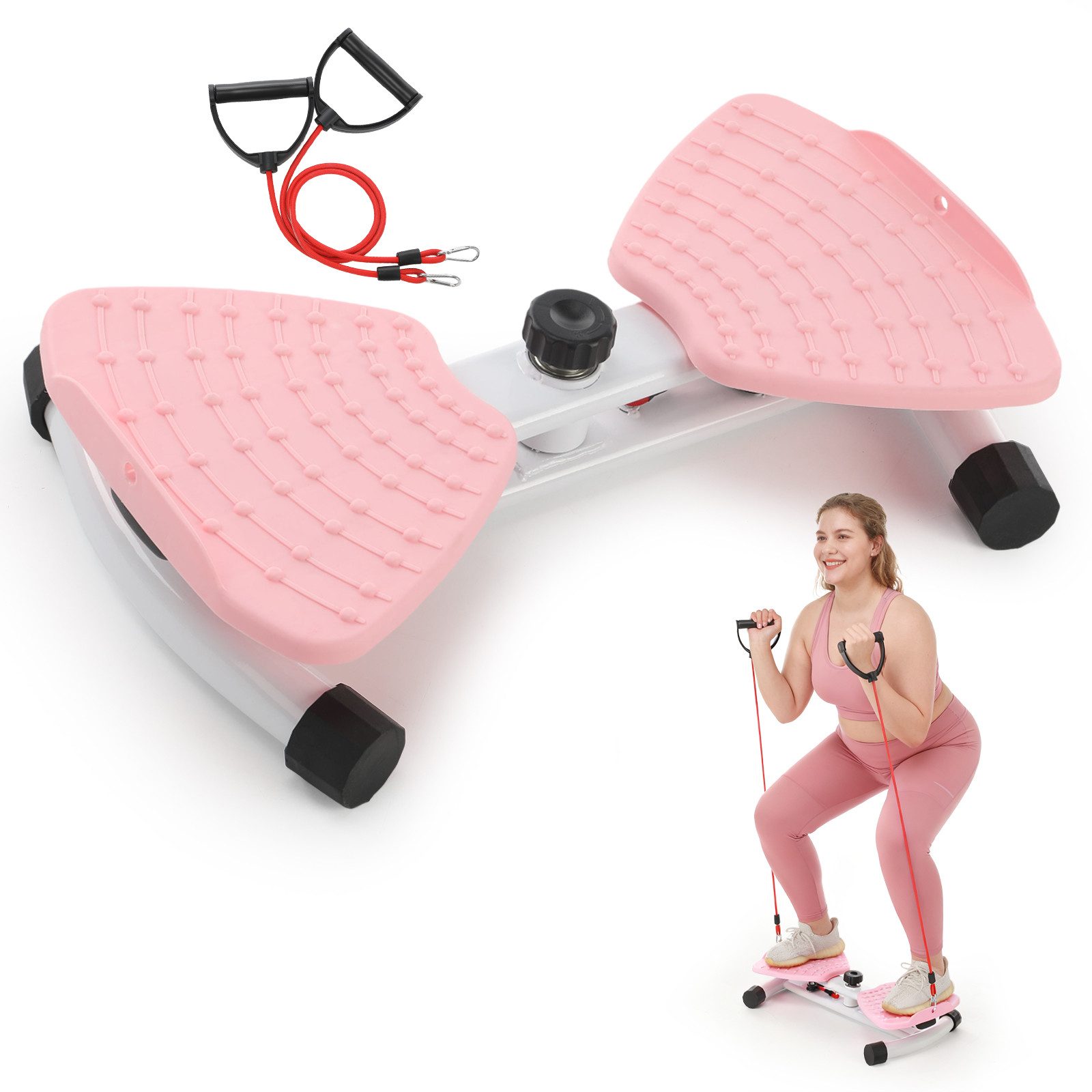 kehot Multitrainer Drehbarer Twister mit Zugbändern, Fitness-Twist-Board für Training, (Stabile Konstruktion mit 90° Rotation für Vielseitige Übungen, Große Rutschfeste Trittfläche 52×32 cm, bis 150 kg belastbar), Inklusive 2 Zugbändern & Anleitung – Ideal für Heimtraining