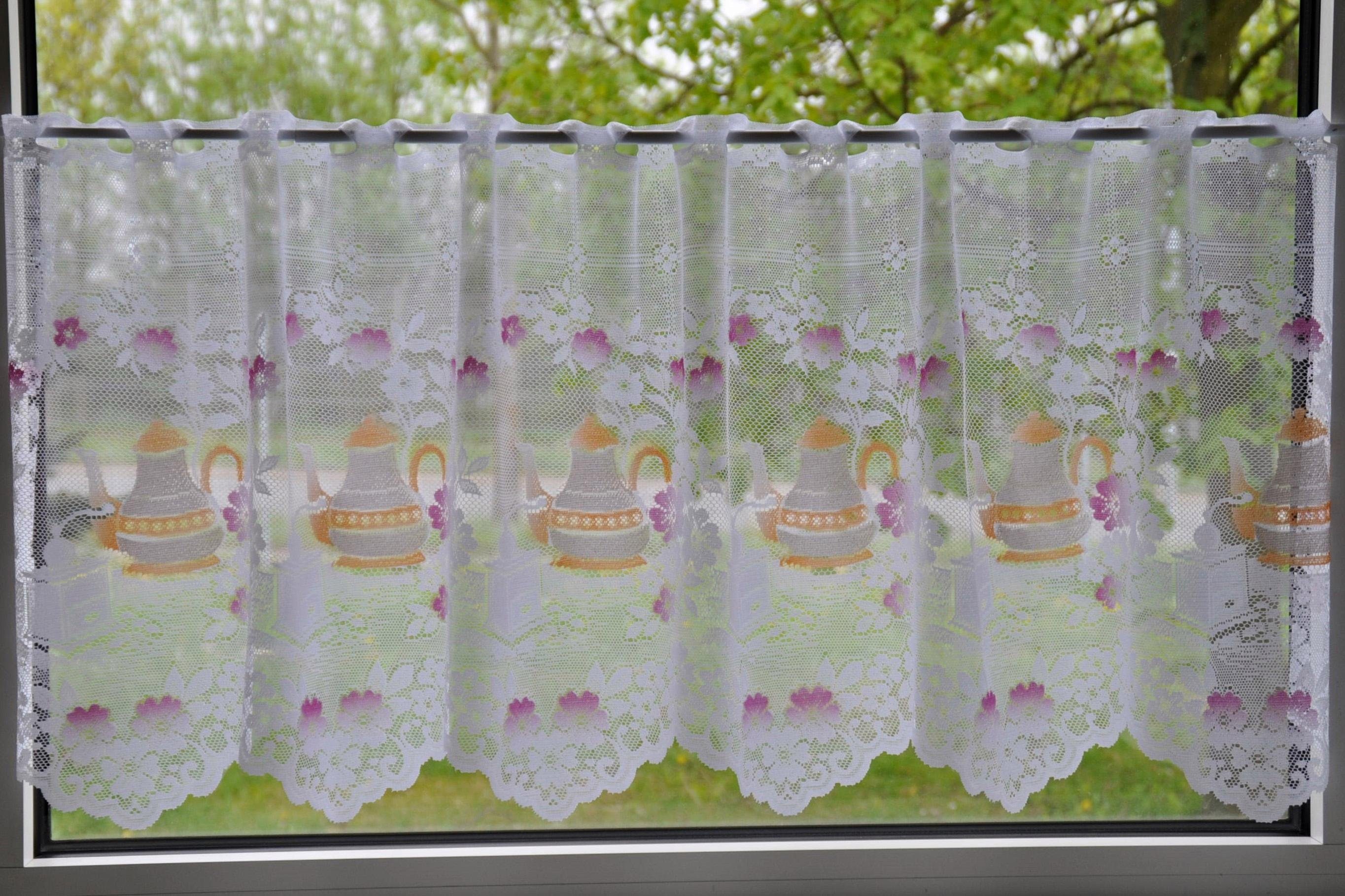 Stickereien Plauen Scheibengardine Panneau Kaffeeservice (1 St), Stangendur günstig online kaufen