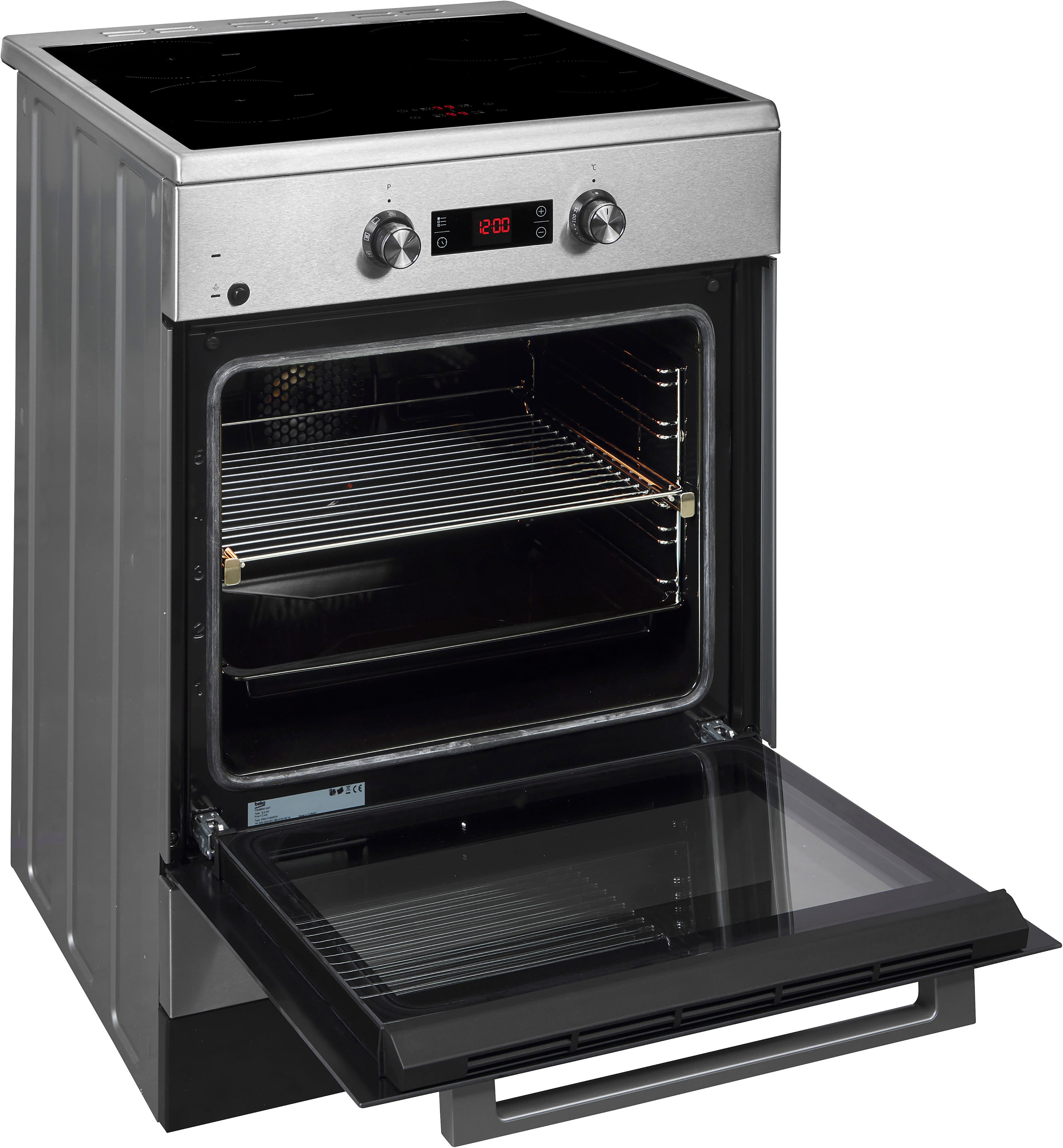 BEKO Induktions-Standherd FSM69301SXT 7724086781, mit 1-fach-Teleskopauszug, Dampf für knusprige Kruste & fluffiges Inneres dank SteamAdd