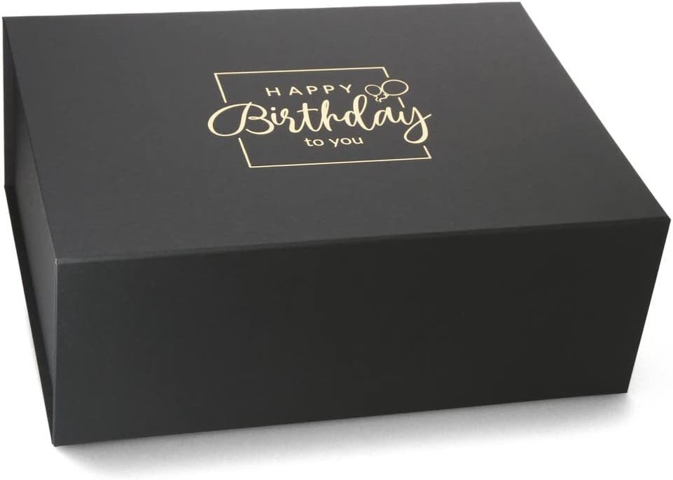 ideas in Boxes Geschenkbox Happy Birthday Geschenkkarton, Premium Magnetbox, Geschenkverpackung für Geburtstag mit Schriftzug