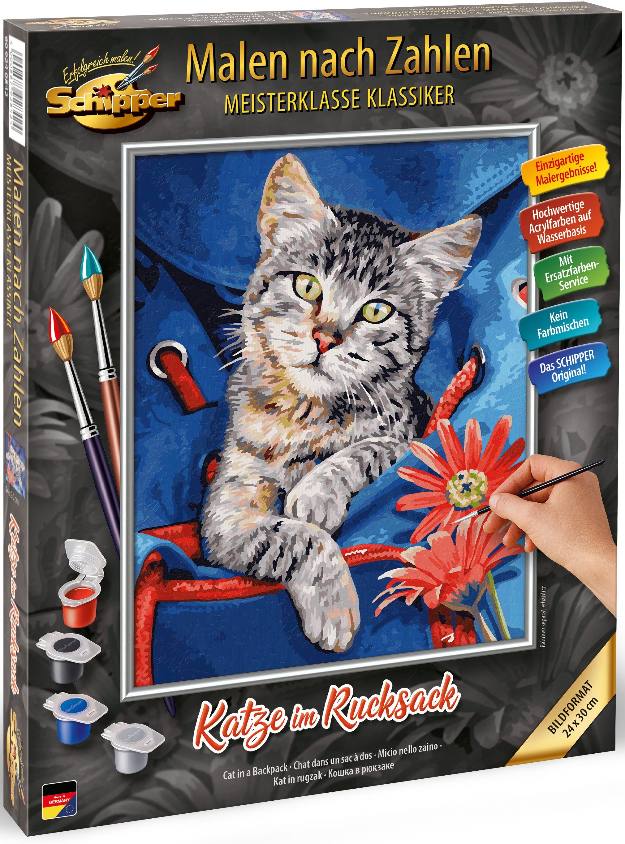Schipper Malen nach Zahlen Meisterklasse Klassiker - Katze im Rucksack, Made in Germany