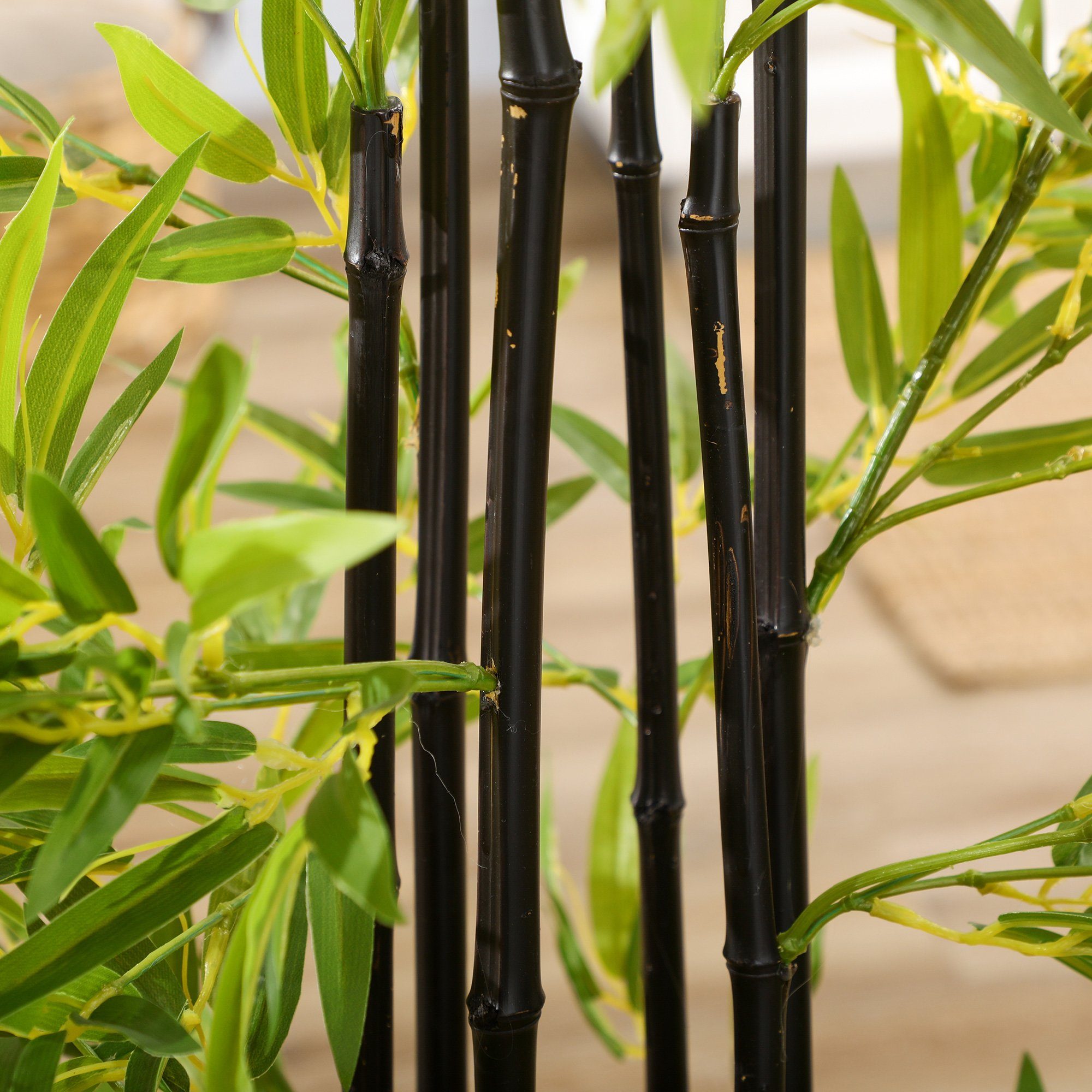 HOMCOM, cm, künstliche inkl. 150 Übertopf Pflanze Kunstpflanze Höhe Bambus,