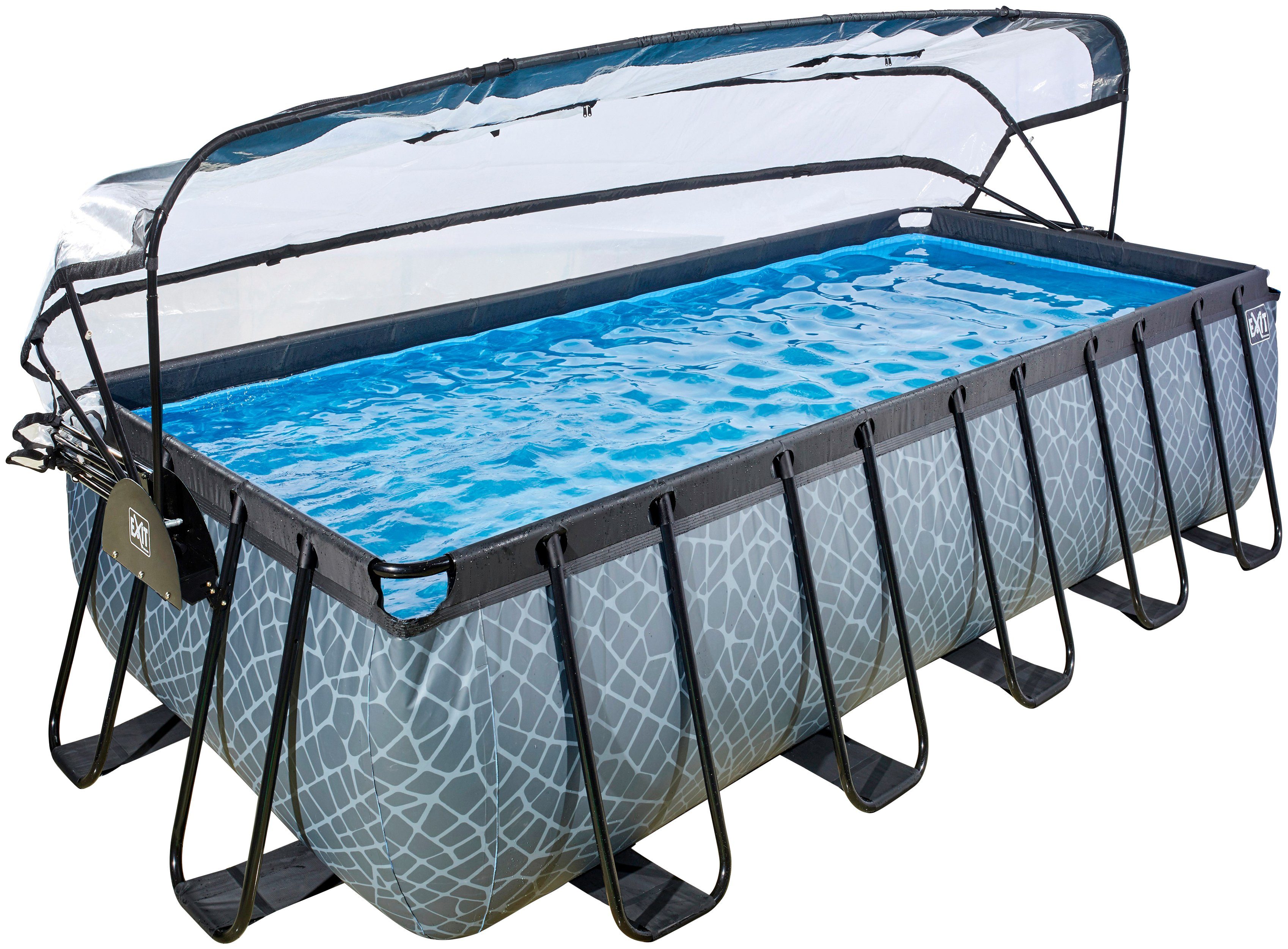 EXIT Framepool inkl. multifunktionaler Poolabdeckung (Set, 4-tlg), BxLxH: 250x540x122 cm, mit Sandfilterpumpe & Sicherheitsleiter