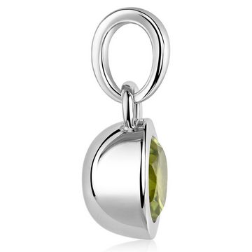 Materia Runder Anhänger Damen Silber Edelstein Peridot Grün Ø8mm KA-505, 925 Sterling Silber, rhodiniert