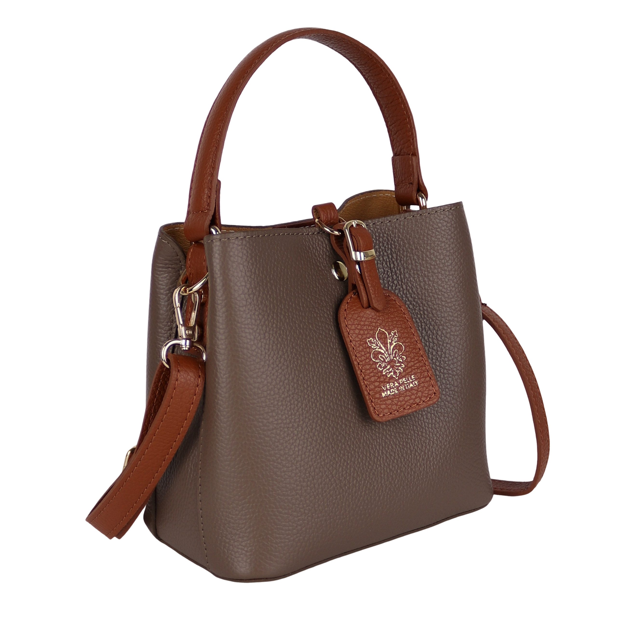 MIRROSI Henkeltasche Damen Umhängetasche Echtleder Made in Italy ca. 16x19x13cm, mit passendem Schulterriemen für vielseitigen Einsatz