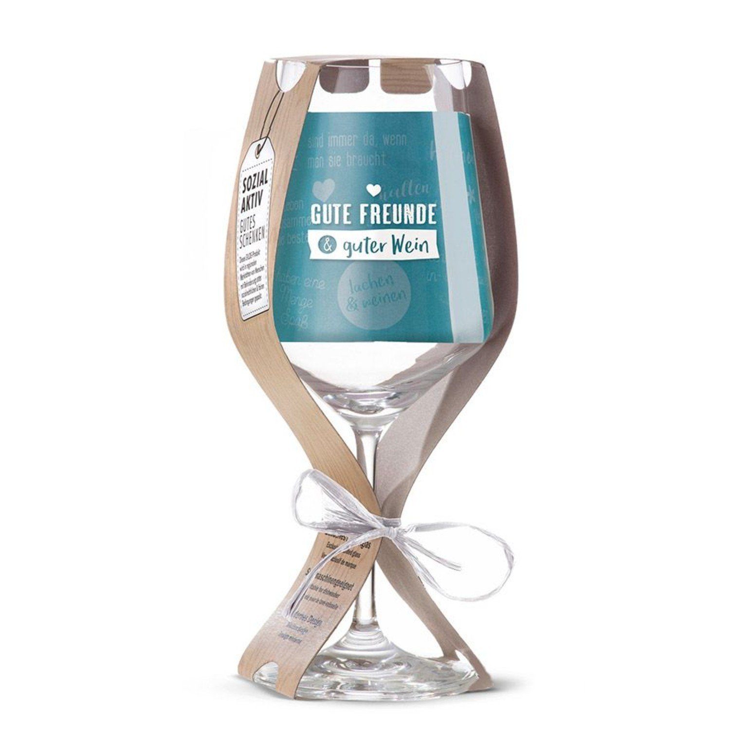 Rotweinglas Glas Weinglas 'Gute Freunde & guter Wein' 500ml