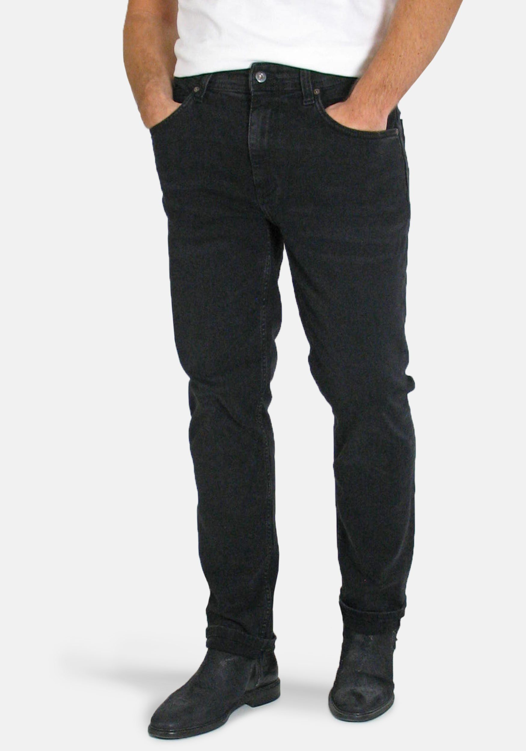 stone used Stretch black Washington MUSTANG Fit Straight Denim 5-Pocket-Jeans