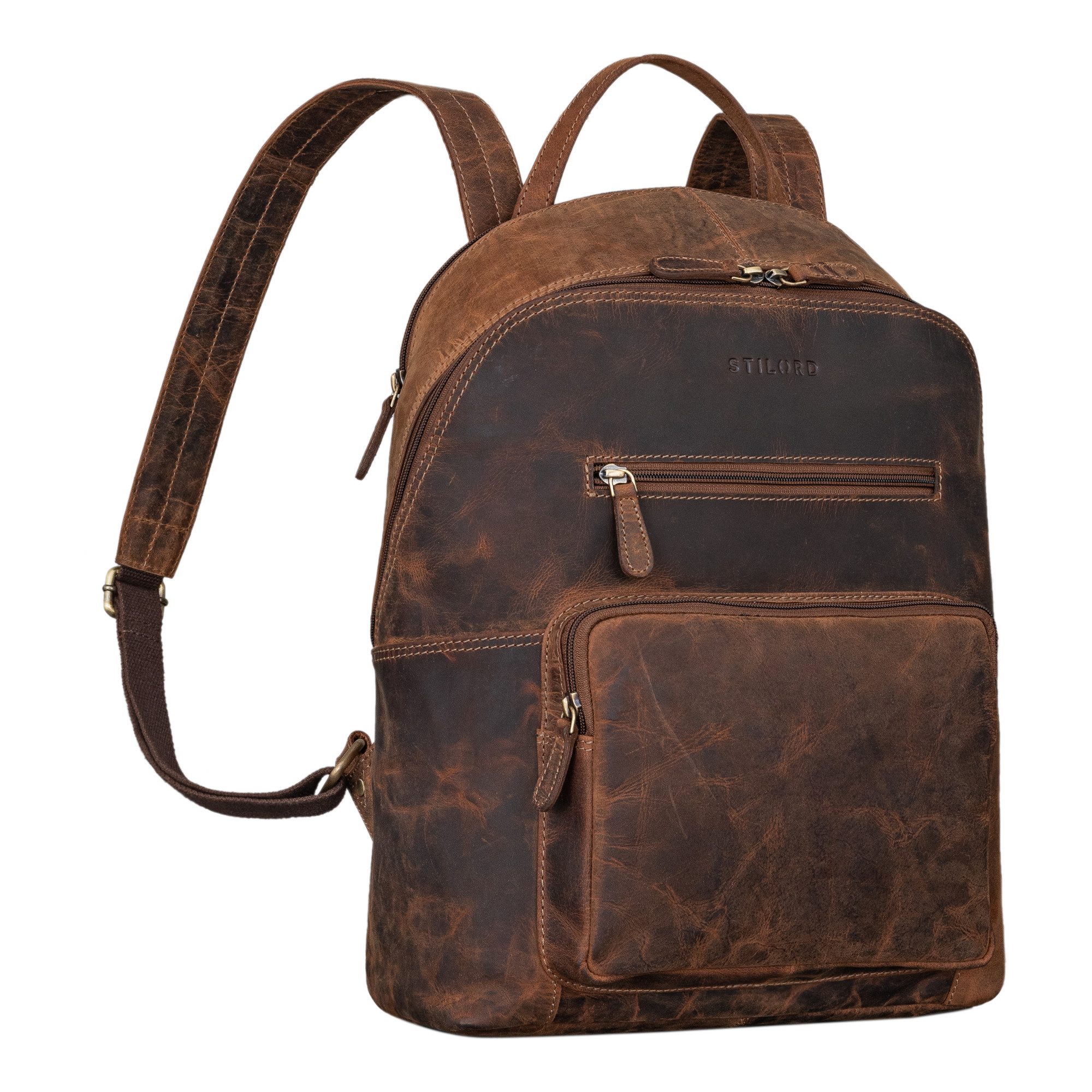 Cityrucksack "Caius" Charakteristischer Leder Rucksack für Damen und Herren