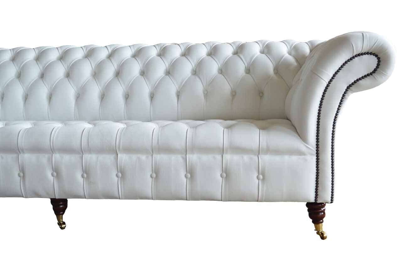 Sofas Sofa Textil Sofa Chesterfield Sitzer Luxus Europe Stoff, Weiß Made 4 In Design JVmoebel