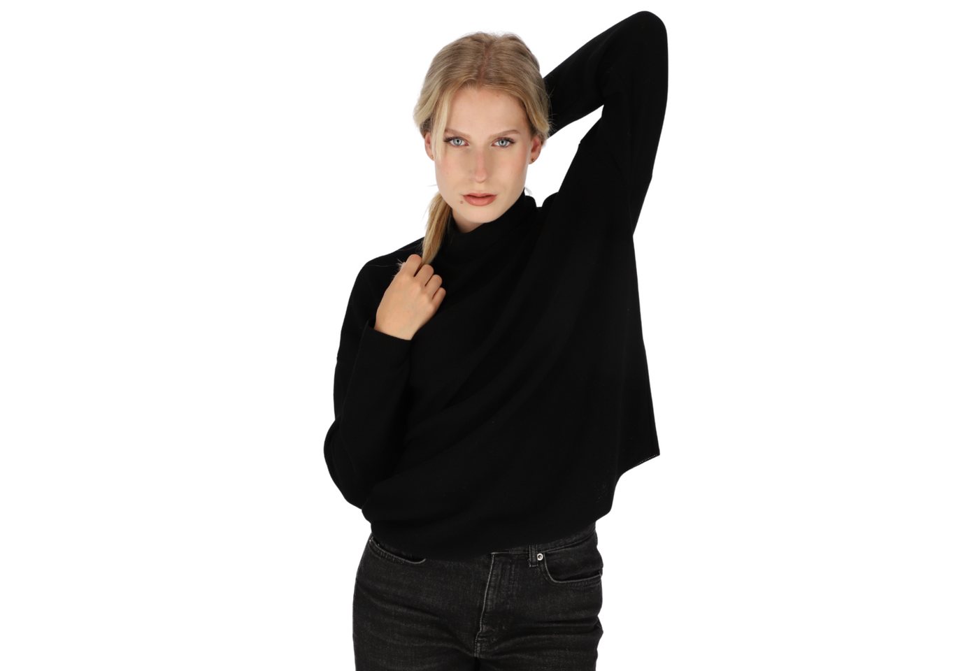 halsüberkopf Accessoires Strickpullover Strickpullover mit Stehkragen aus Merinowolle