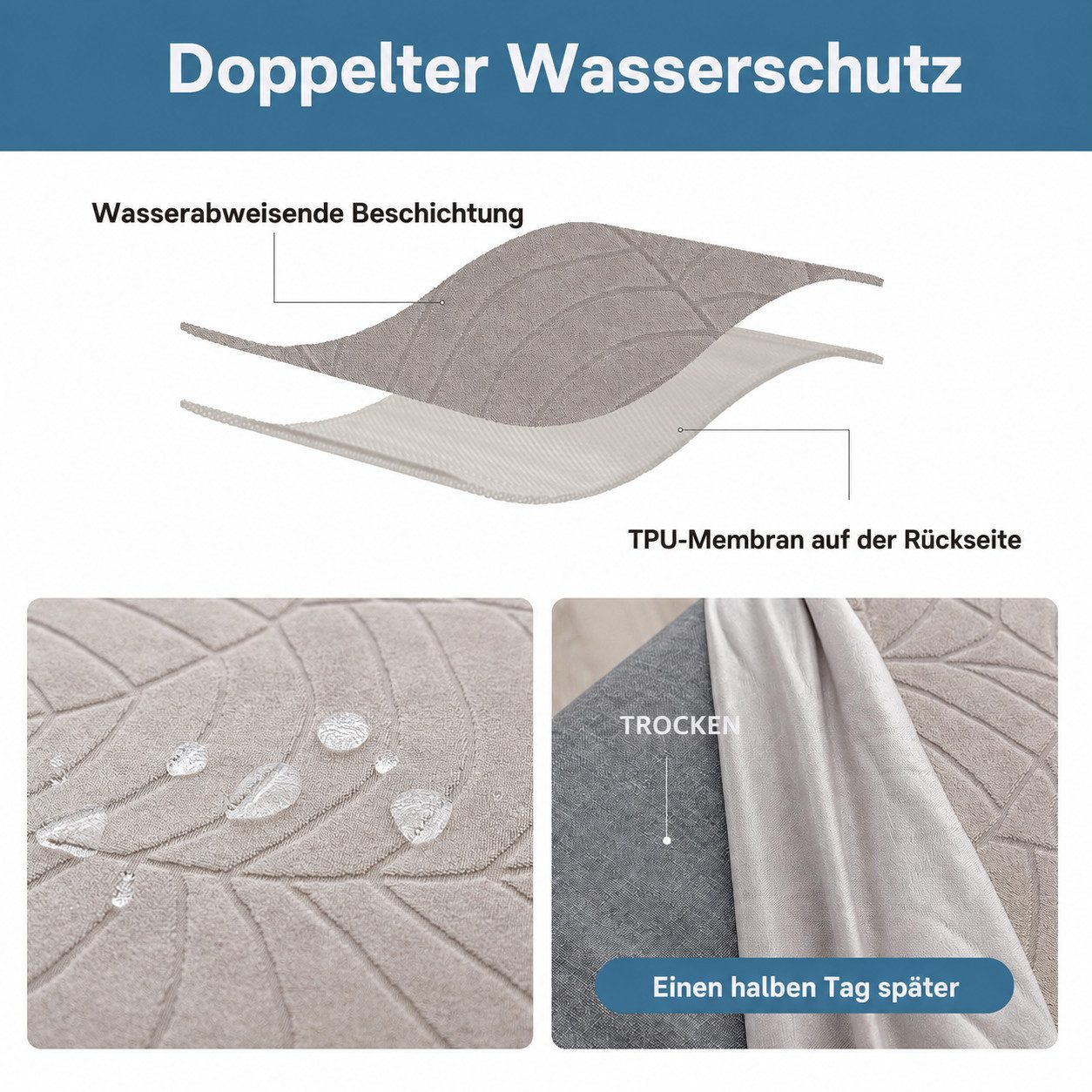Diwzbyn Stuhlbezug Stuhlbezüge 2/4er Set, Wasserdichte & Elastische Schonbezüge, Waschbare Stuhlhussen für Esszimmer- & Küchenstühle – Bild 3 von 5
