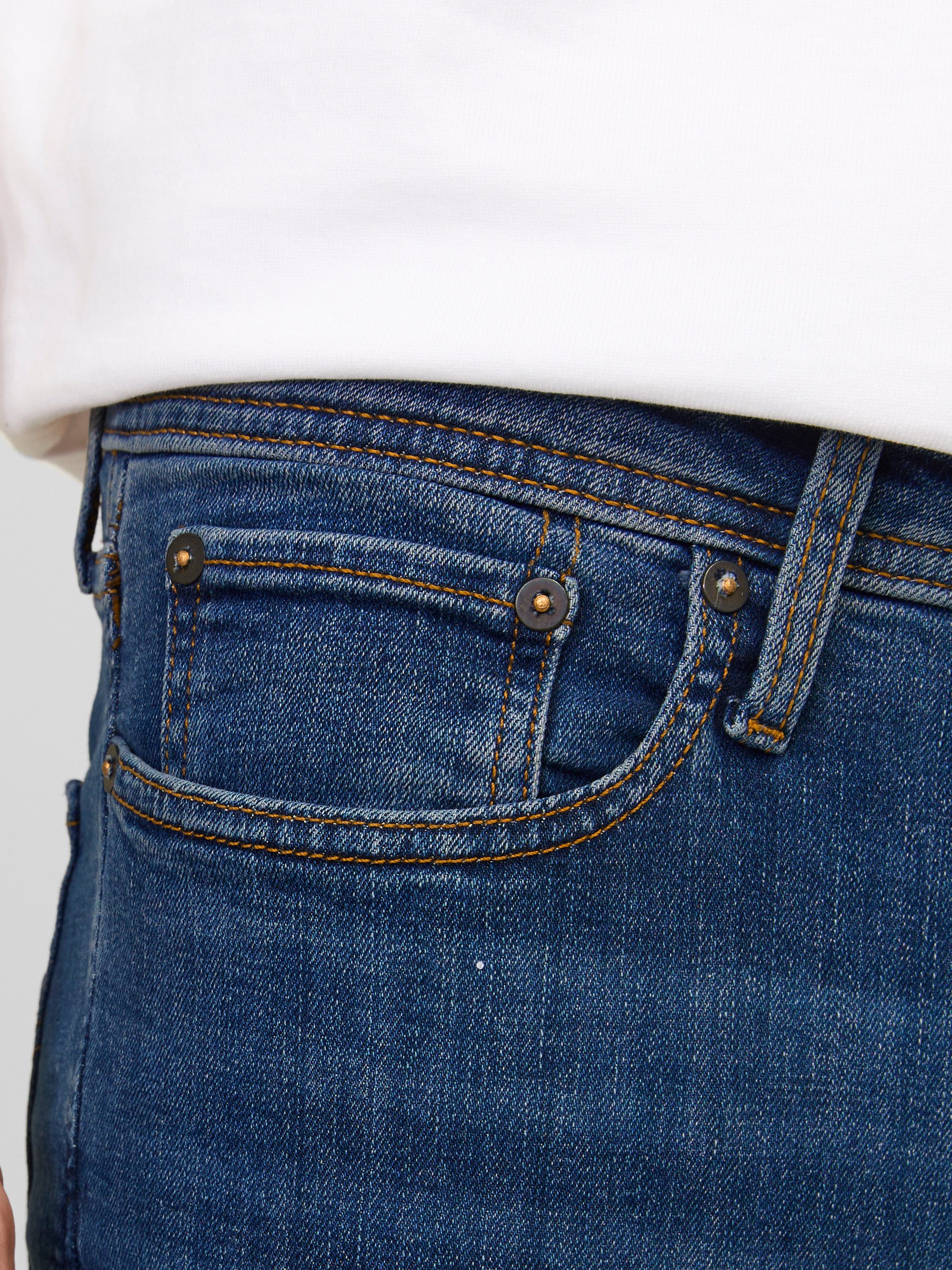 Jack & Jones Slim-fit-Jeans JJITIM mit Waschung und praktischen Taschen Abriebeffekte, modisch, slim fit, Denim
