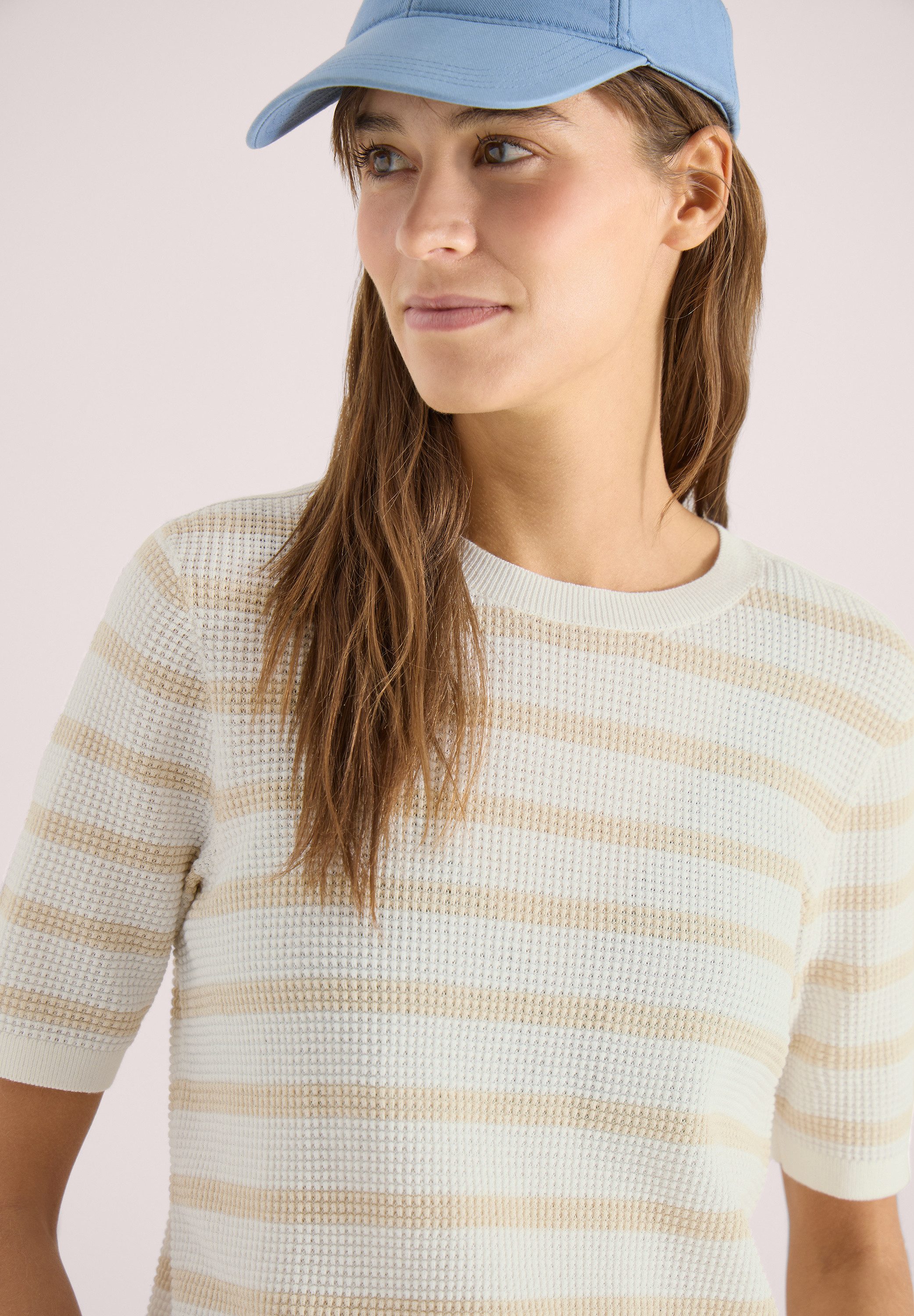 CECIL Kurzarmpullover aus reiner Baumwolle