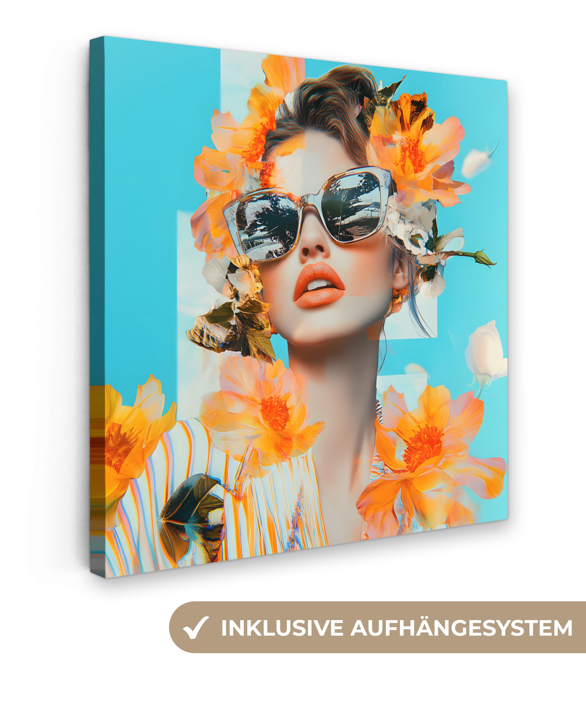 OneMillionCanvasses® Leinwandbild Blumen - Frau - günstig online kaufen