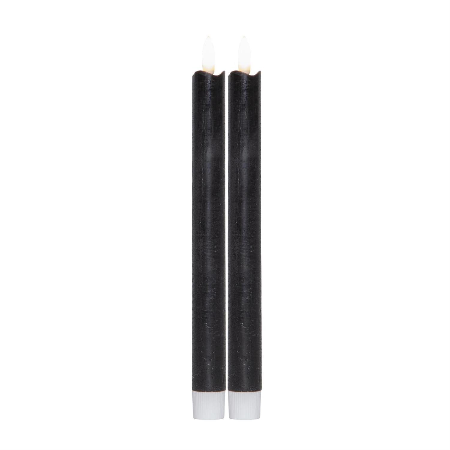 LED-Kerze LED Stabkerzen Dinner Tafelkerzen Echtwachs flackernd H:25cm Timer 2St